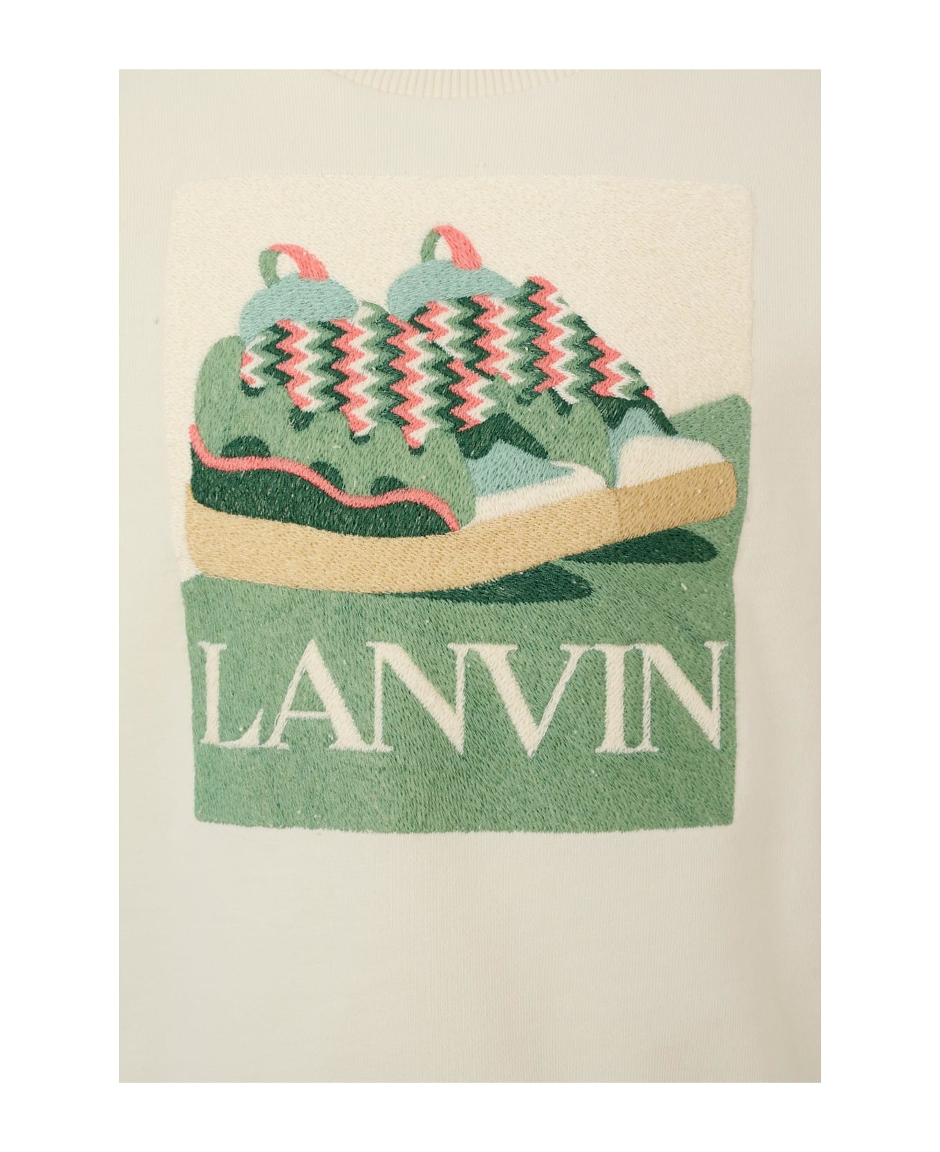 Lanvin Ivory Sweatshirt For Boy With Sneakers Print - Ivory