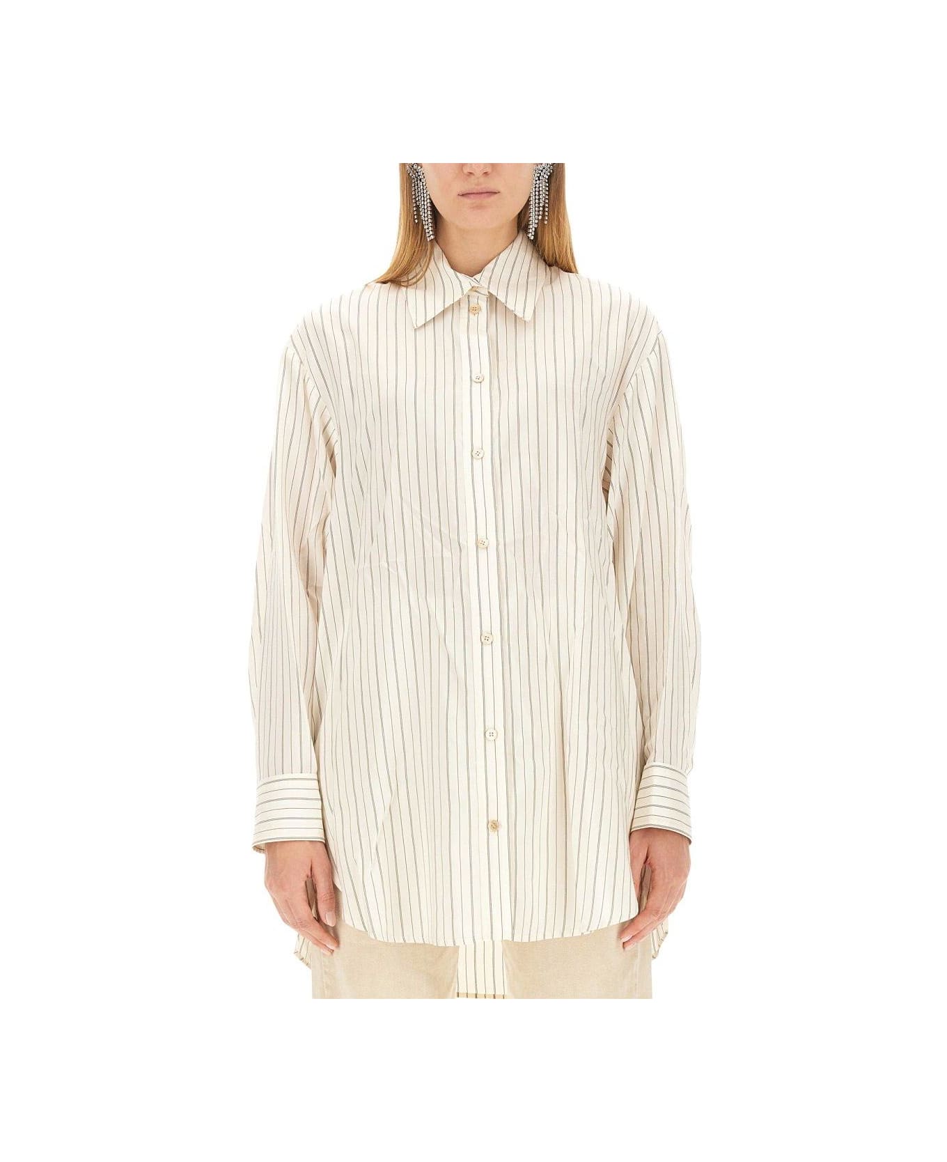 Isabel Marant Long Sleeved Striped Buttoned Shirt - WHITE