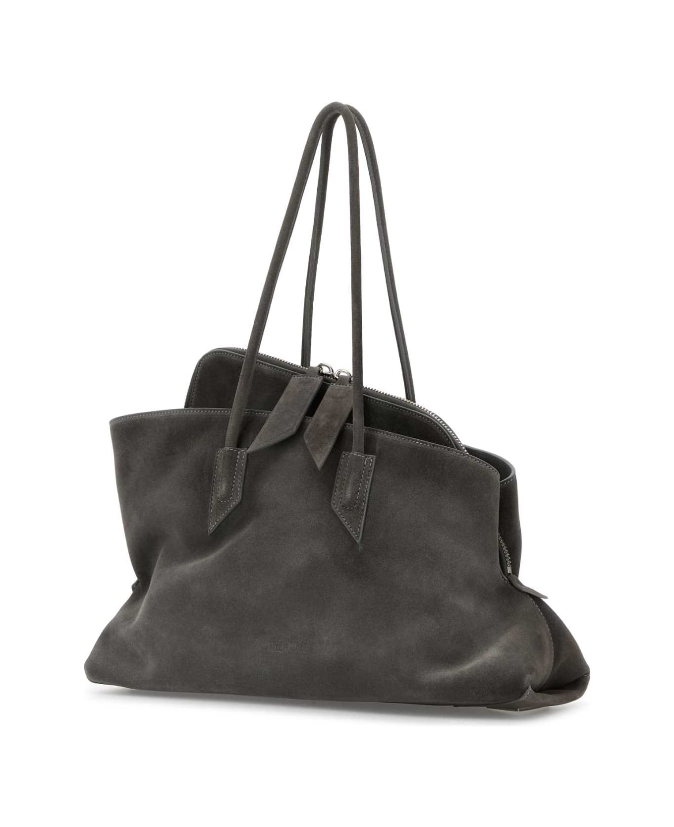 The Attico Grey Suede Medium La Passeggiata Shoulder Bag - DARKGREY