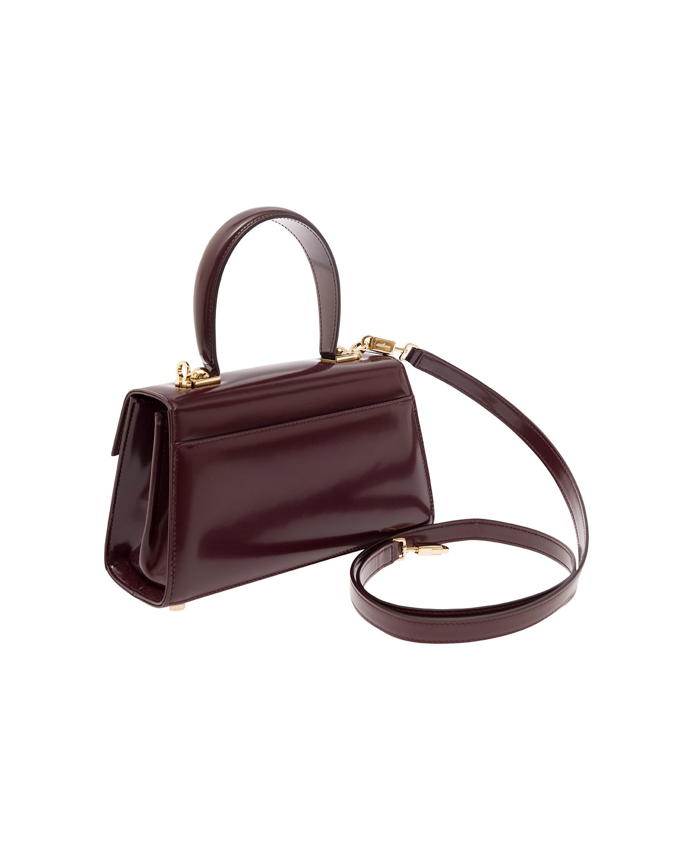Ferragamo Bordeaux Handbag With Gancini Closure In Patent Leather Woman - Bordeaux トートバッグ