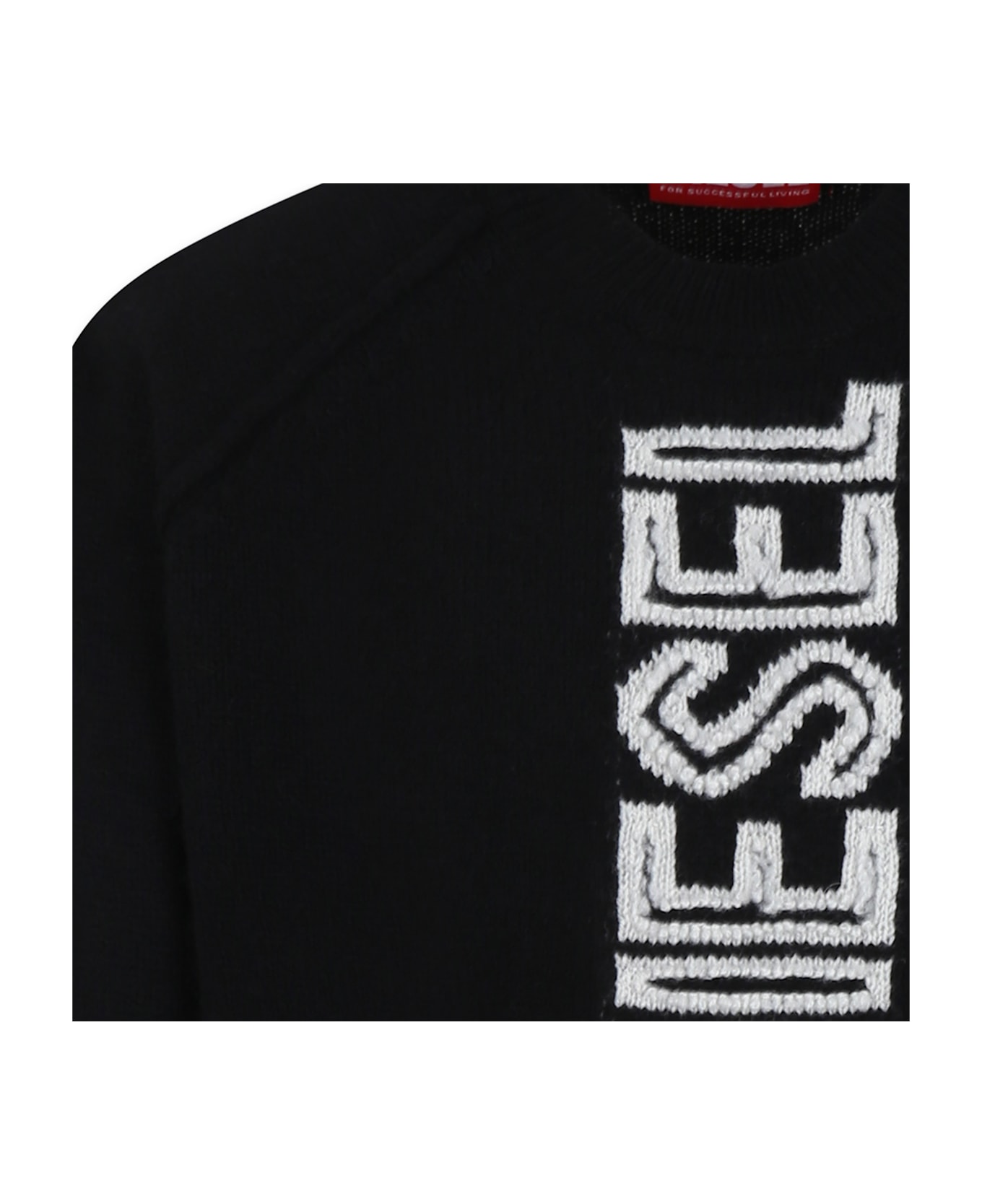 Diesel Black Sweater For Kids With Logo - Black