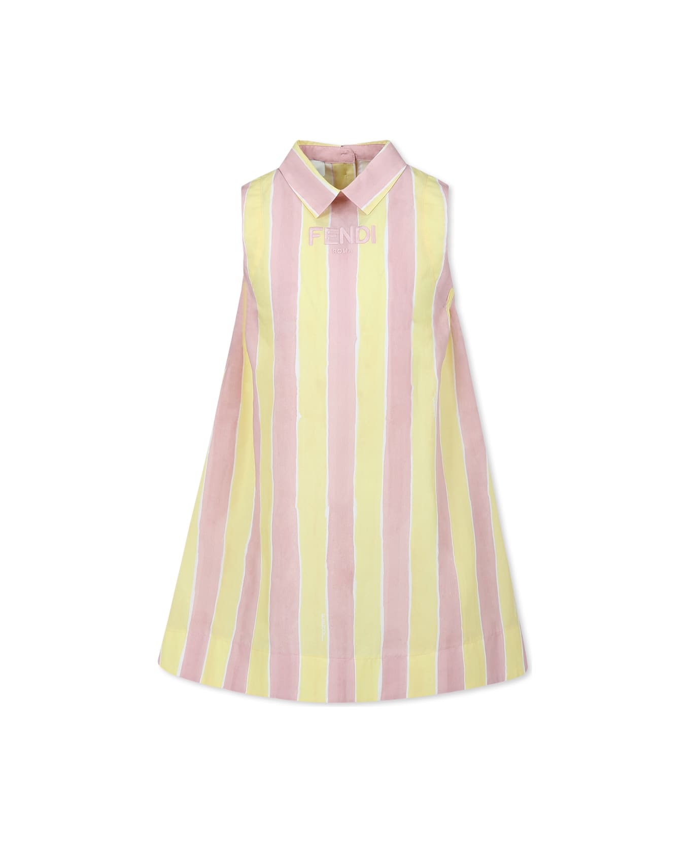 Fendi Multicolor Dress For Girl With Logo - Multicolor