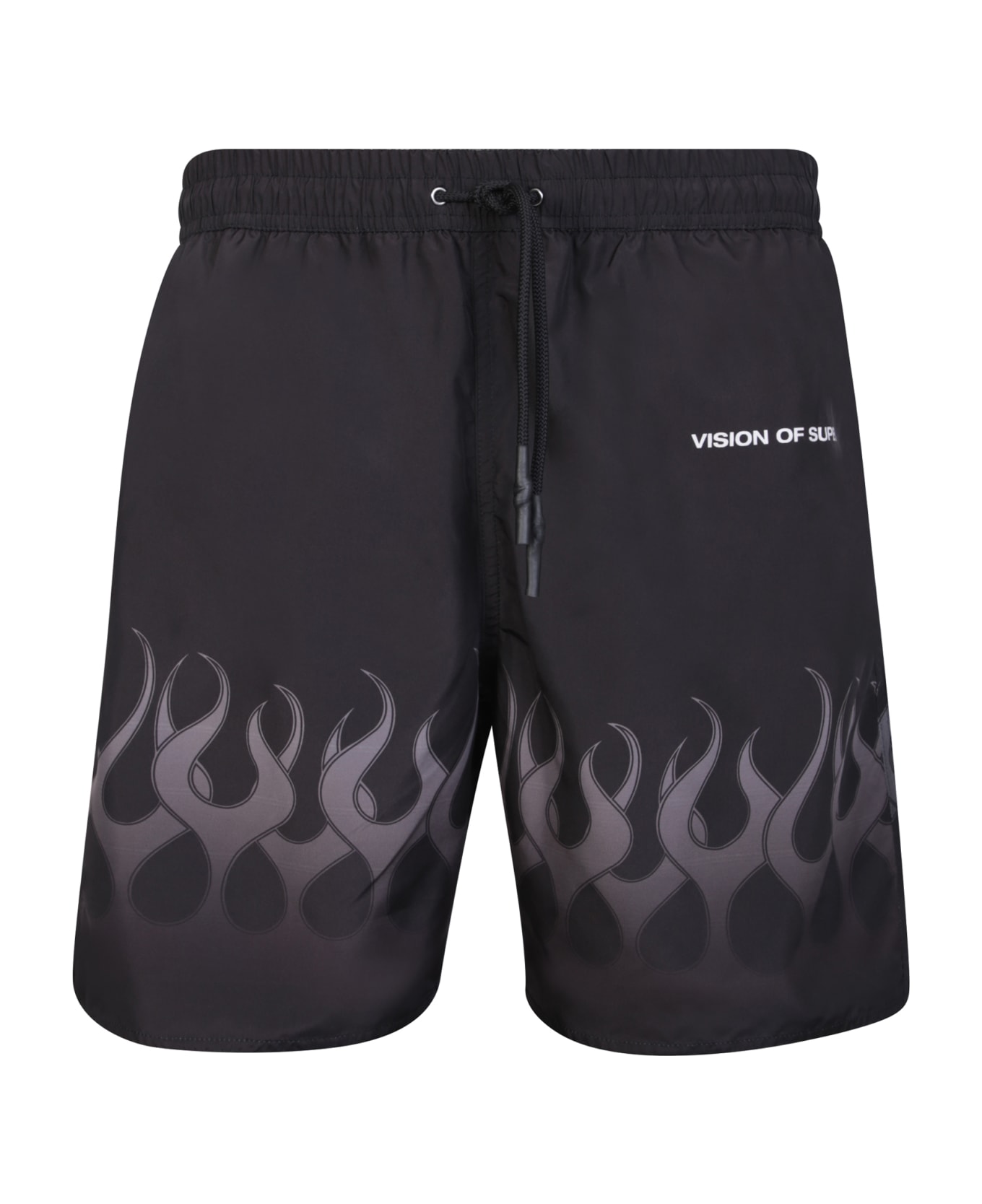 Vision of Super Black/gray Flames Swim Shorts - Black