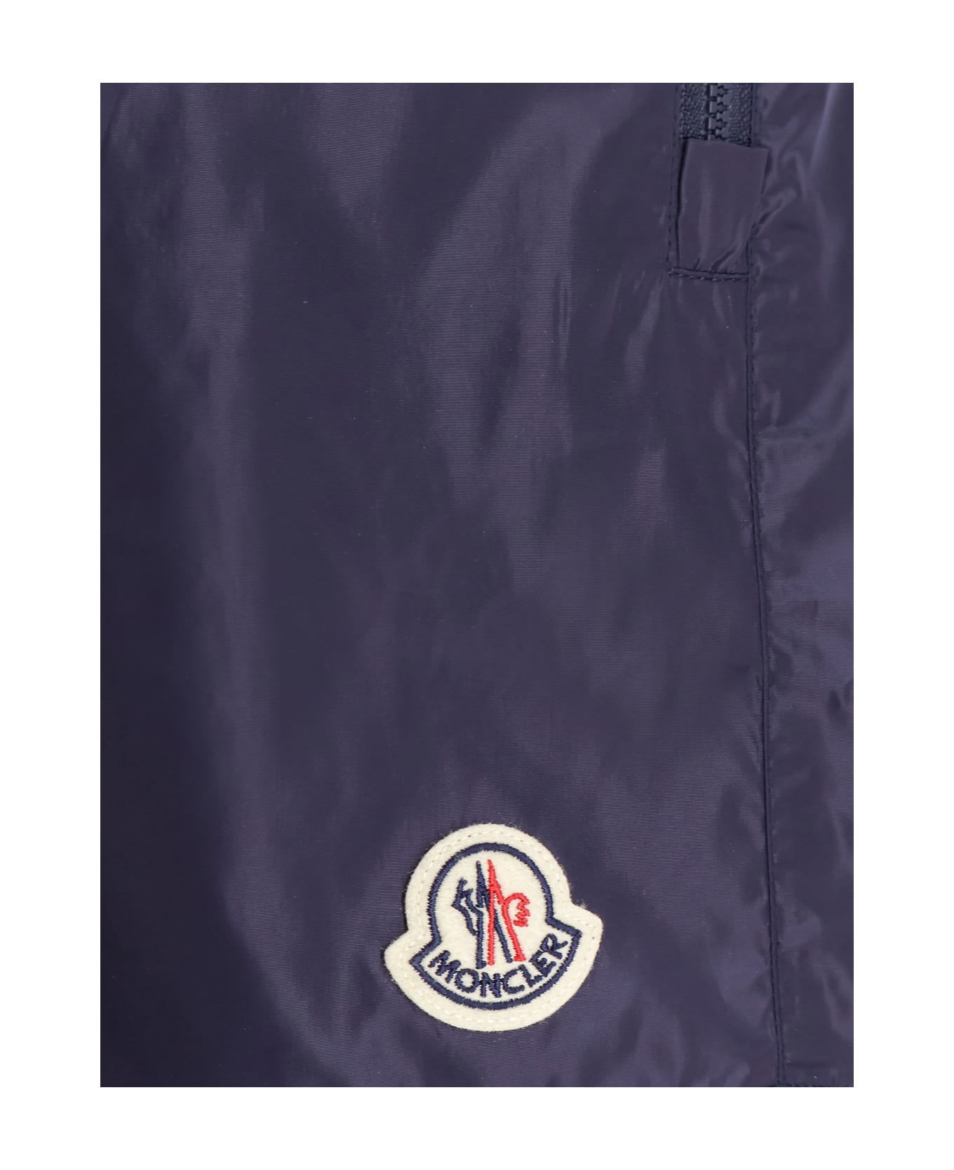Moncler Nylon Swim Trunks With Logo Patch On The Front - Clear Blue
