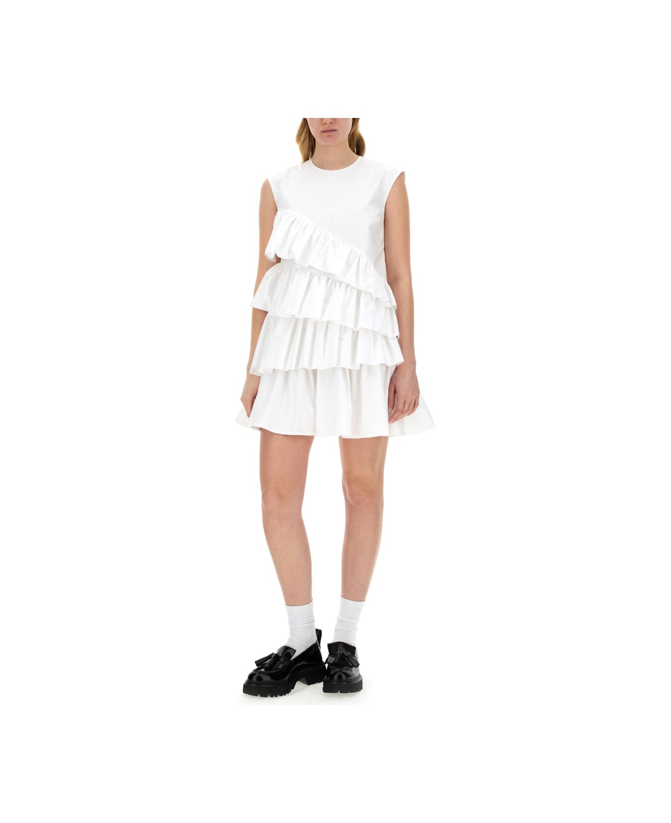 MSGM Dress With Ruffles - WHITE