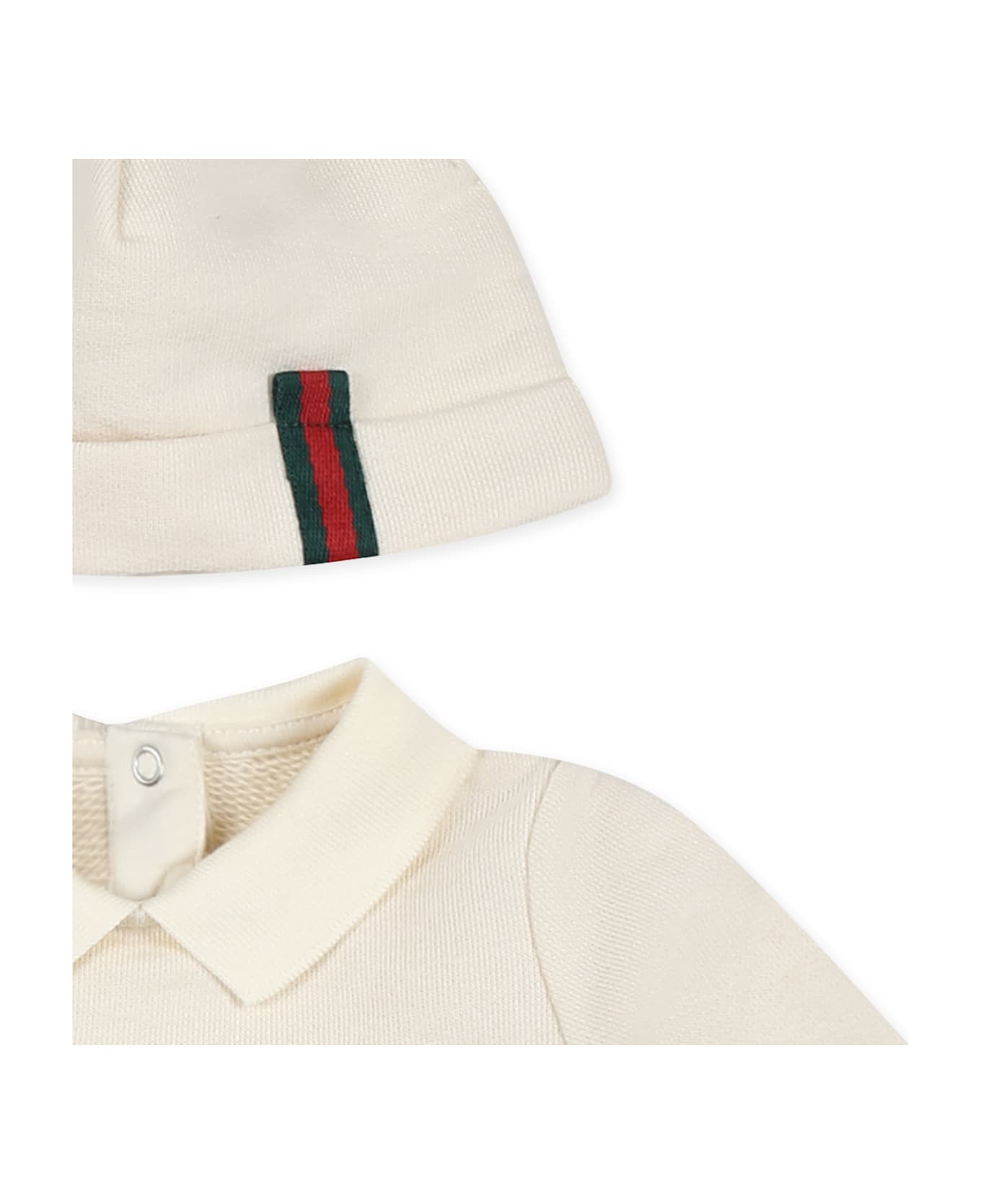 Gucci Ivory Babygrow Set For Babykids With Gg - Ivory