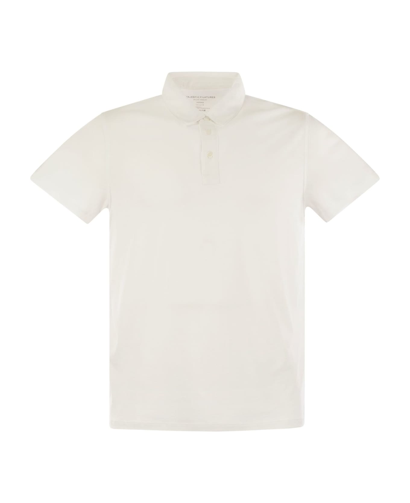 Majestic Filatures Short-sleeved Polo Shirt In Lyocell - Blanc ポロシャツ