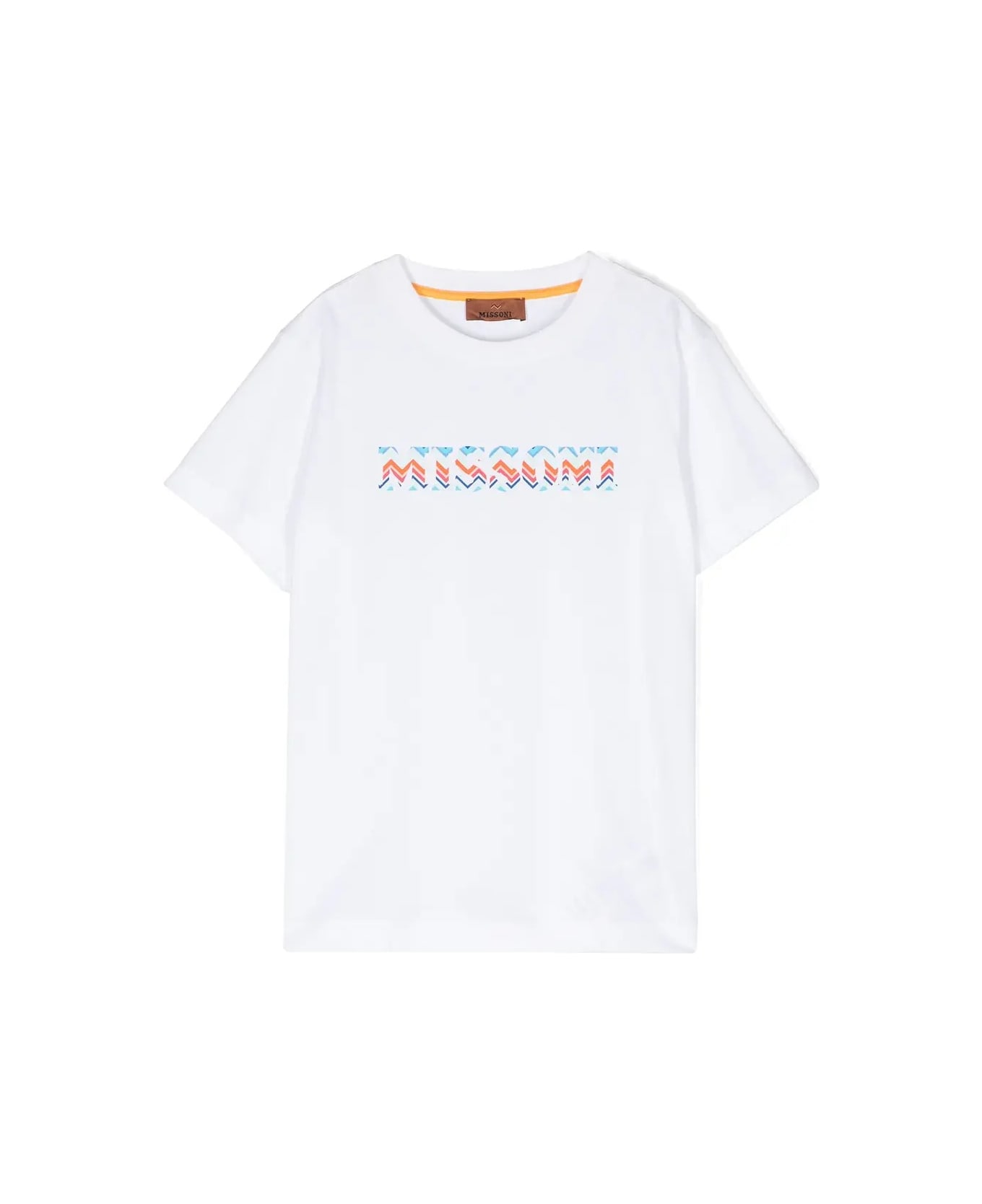 Missoni Kids White T-shirt With Chevron Logo - White