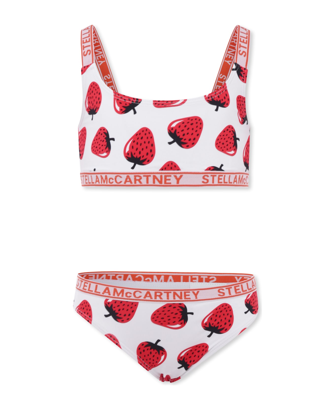 Stella McCartney Kids White Bikini For Girl With Strawberry Print - Ivory