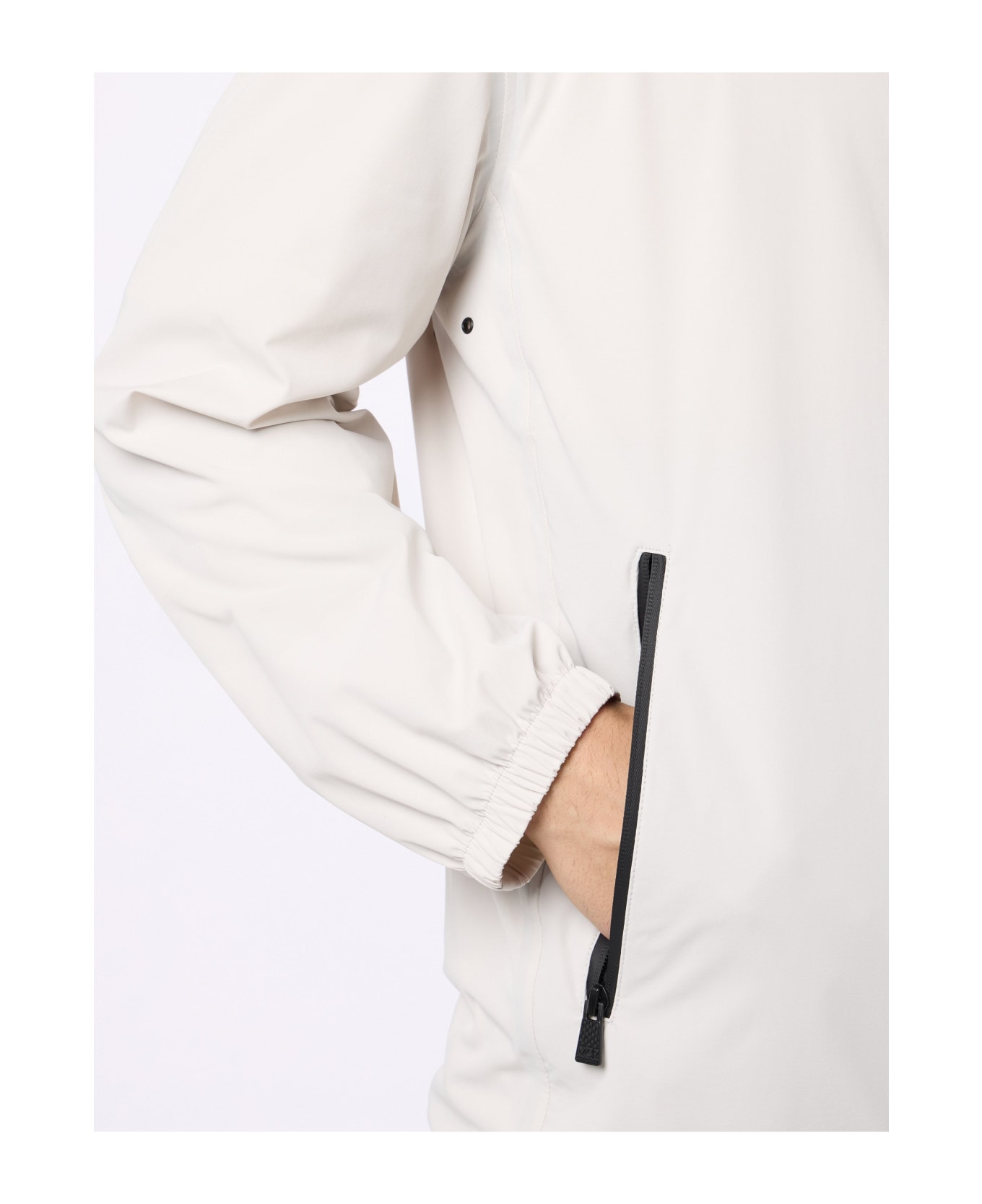 MC2 Saint Barth Man Hooded Lightweight Ice White Fabric Windbreaker Sloop - WHITE