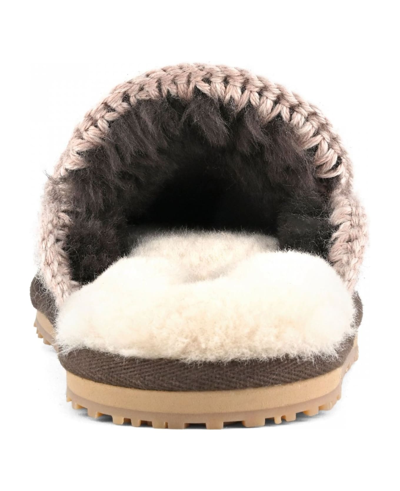 Mou Brown Suede Slipper Full Eskimo Stitch - Marrone