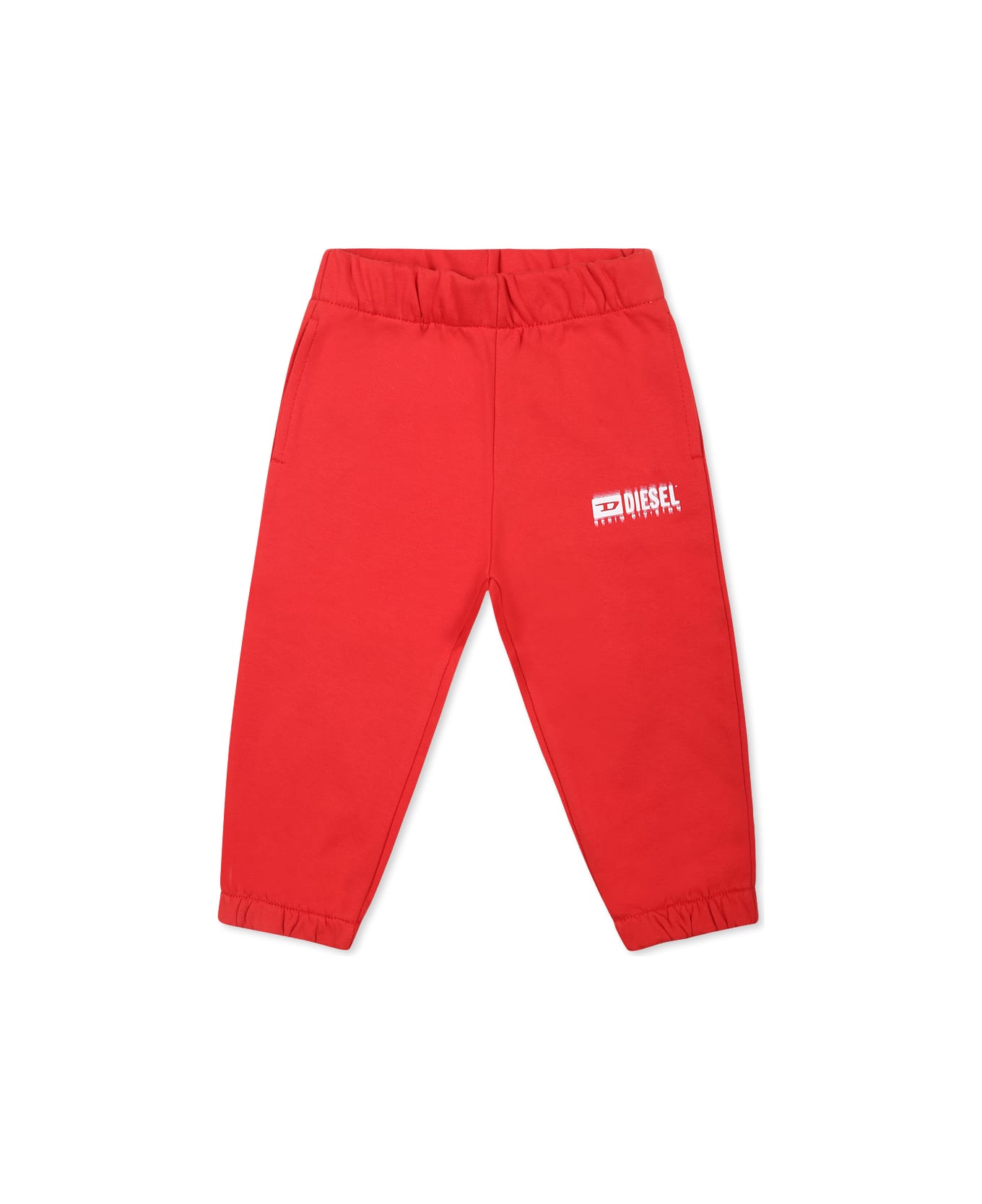 Diesel Red Trousers For Babykids With Logo - Red ボトムス