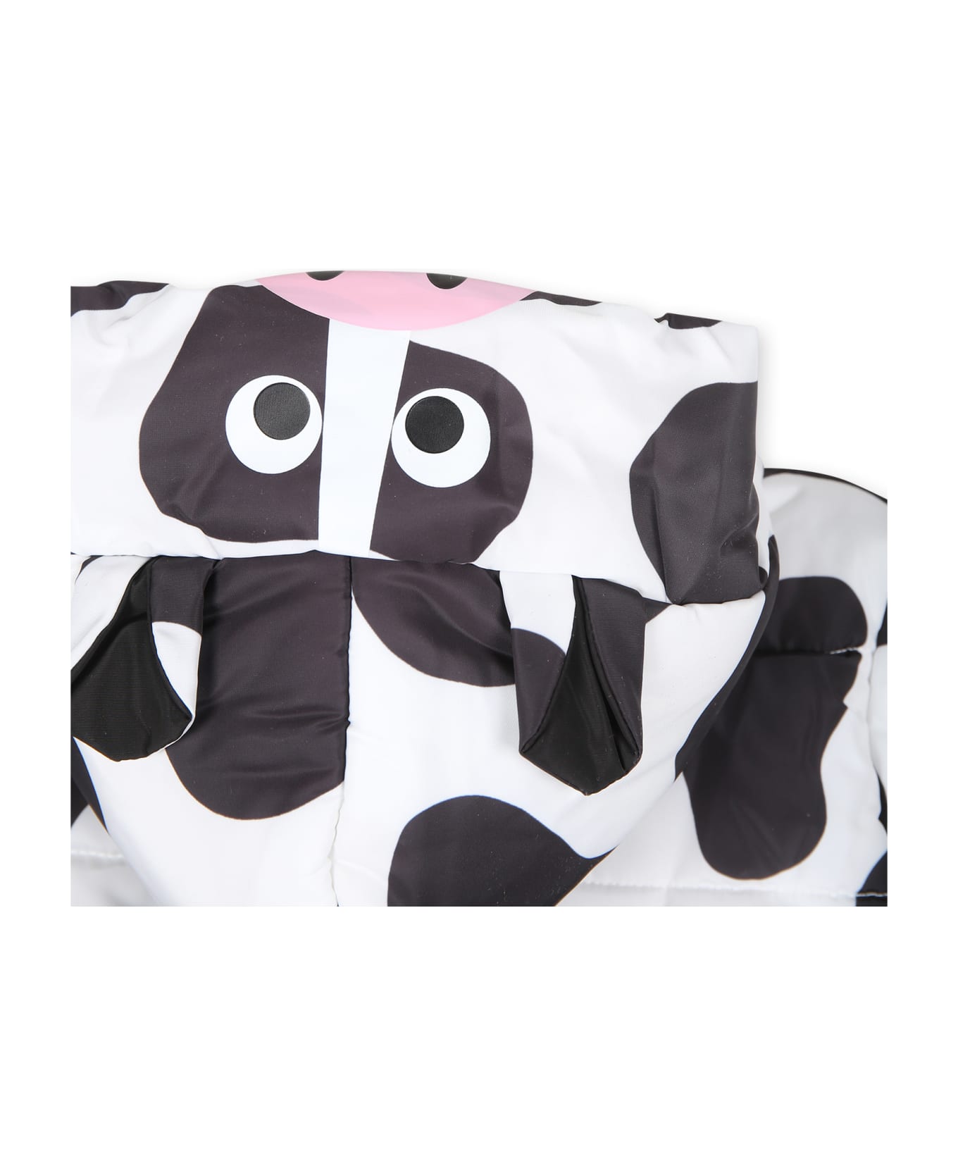 Stella McCartney Kids White Down Jacket For Babykids With Cow - Multicolor