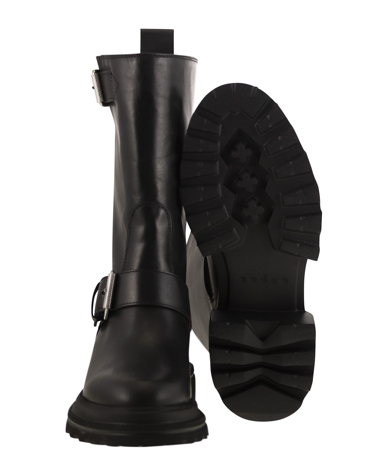 Hogan H674 - Leather Biker - Black