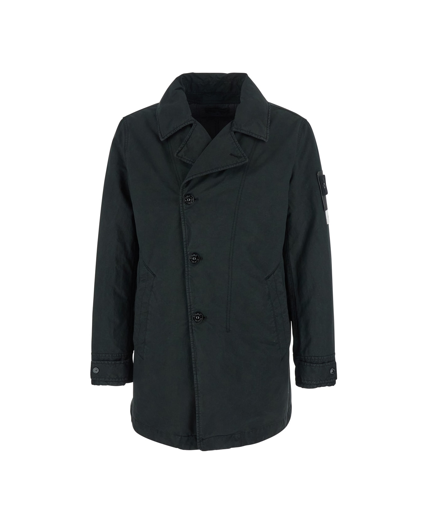Stone Island Black Jacket With Notched Revers In Tech Fabric Man - Black