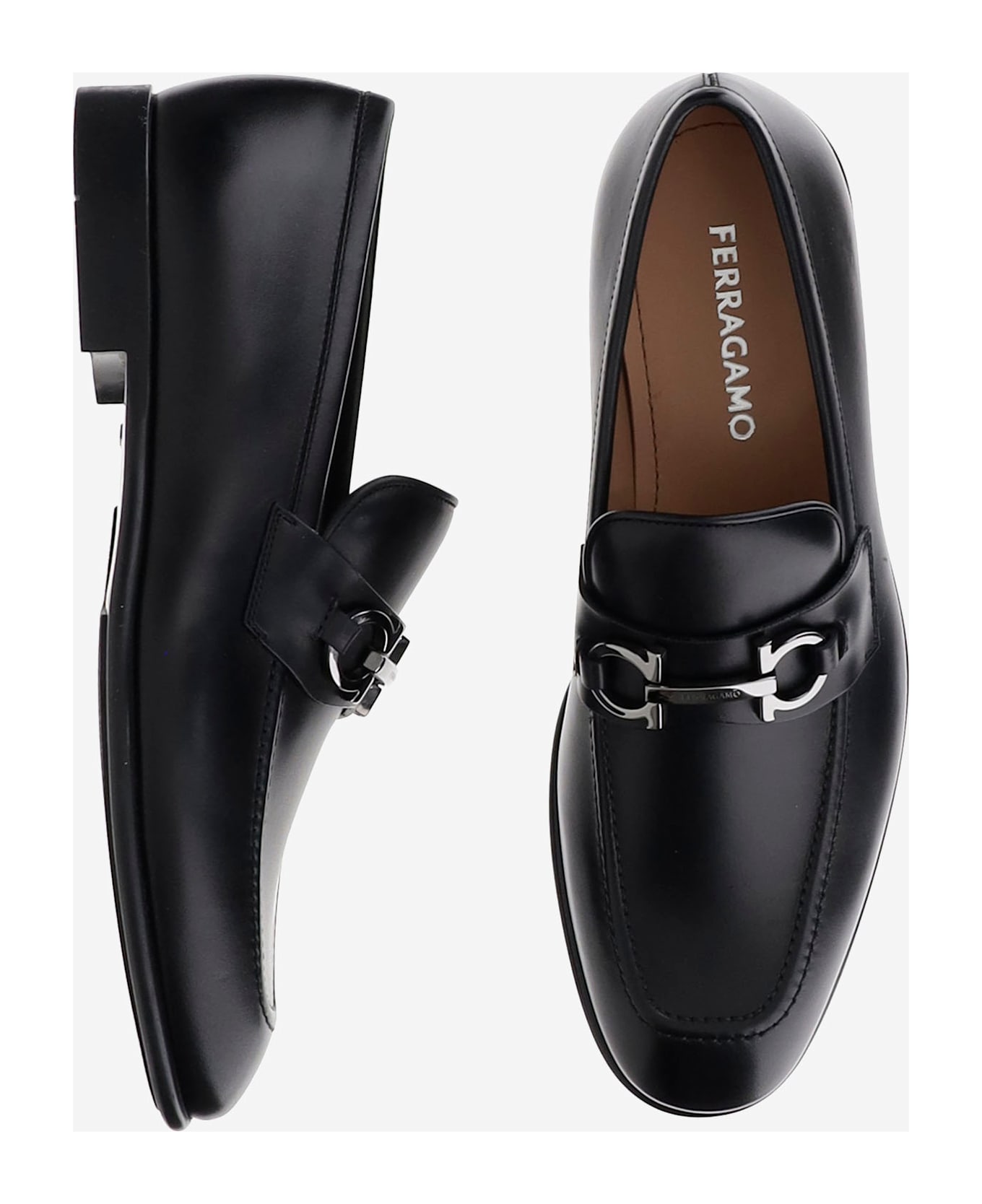 Ferragamo Ganicini Leather Loafers - Black