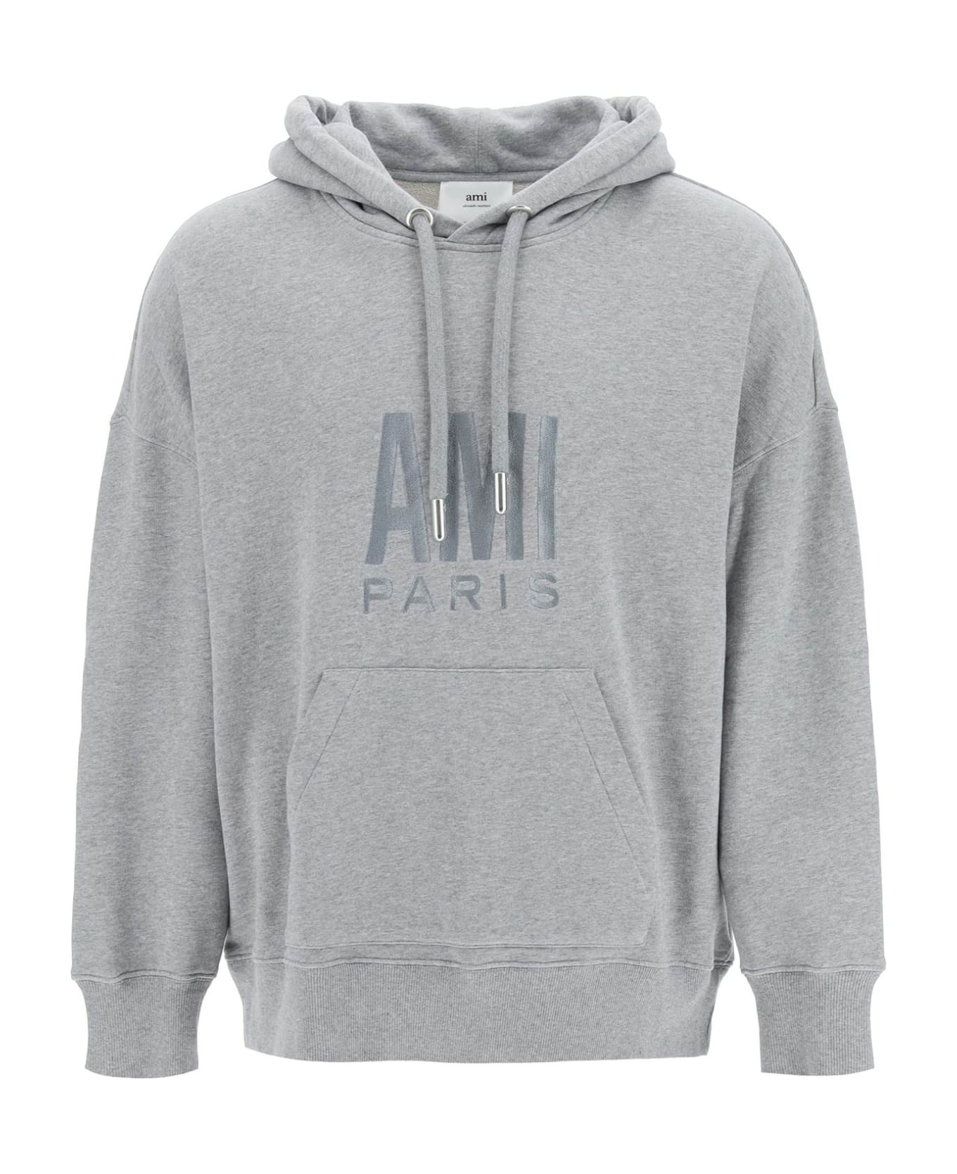 Ami Alexandre Mattiussi Logo Embroidery Hoodie - HEATHER GREY (Grey)