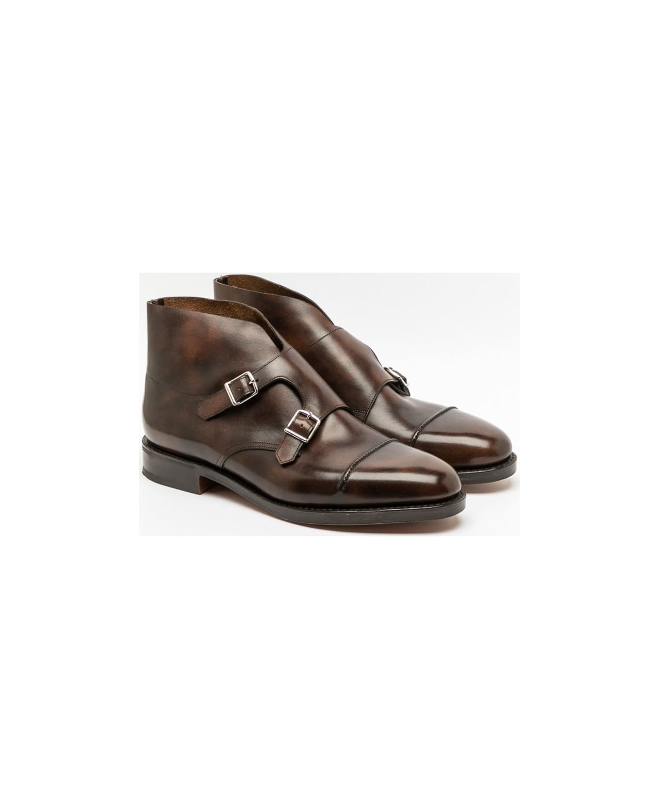 John Lobb William Ii Boot Dark Brown Museum Calf Monk Strap Boot - Marrone