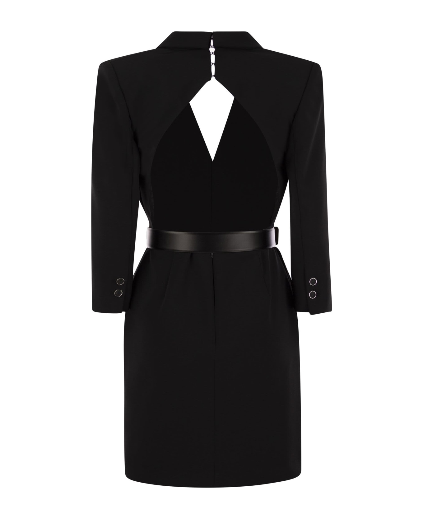 Elisabetta Franchi Robe-manteau In Crepe With Cut Out Back - Black