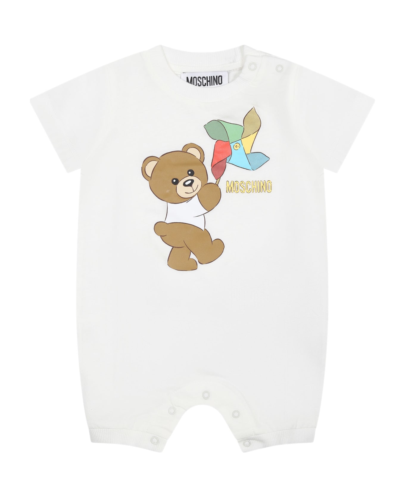 Moschino Ivory Bodysuit For Babies With Teddy Bear And Pinwheel - Ivory ボディスーツ＆セットアップ