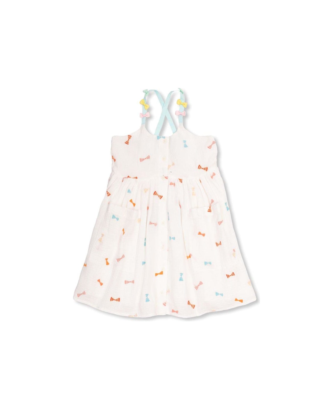 Stella McCartney Kids Bow-detailed Sleeveless Dress - Bianco