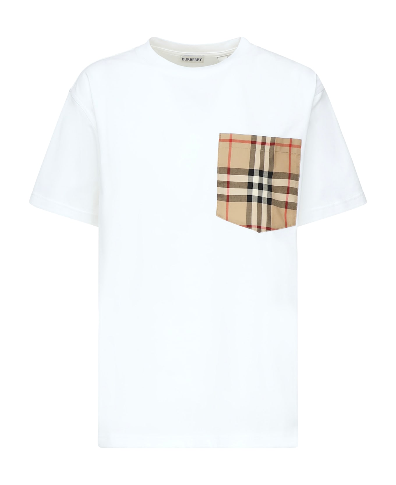 Burberry T-shirt With Pocket 
check
 - White