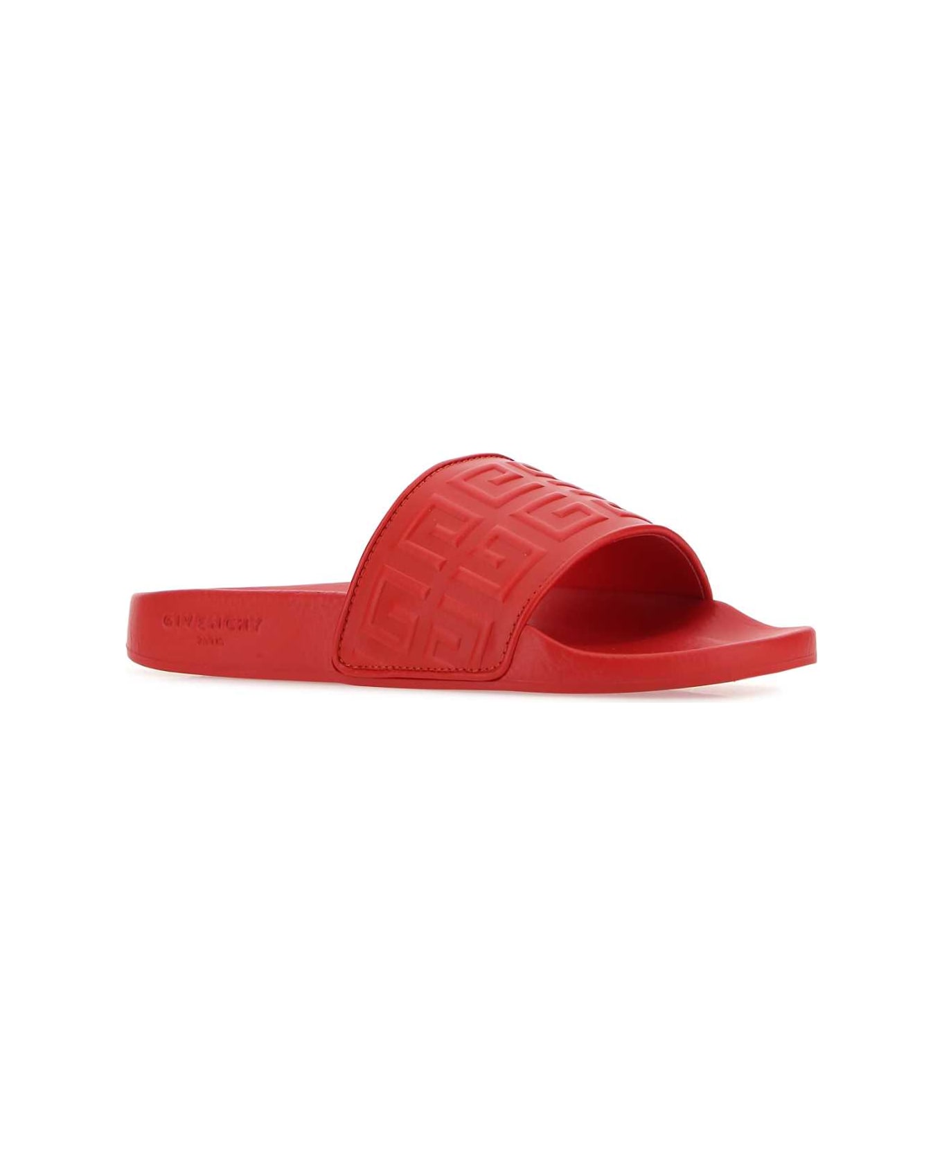 Givenchy Red Leather 4g Slippers - 600