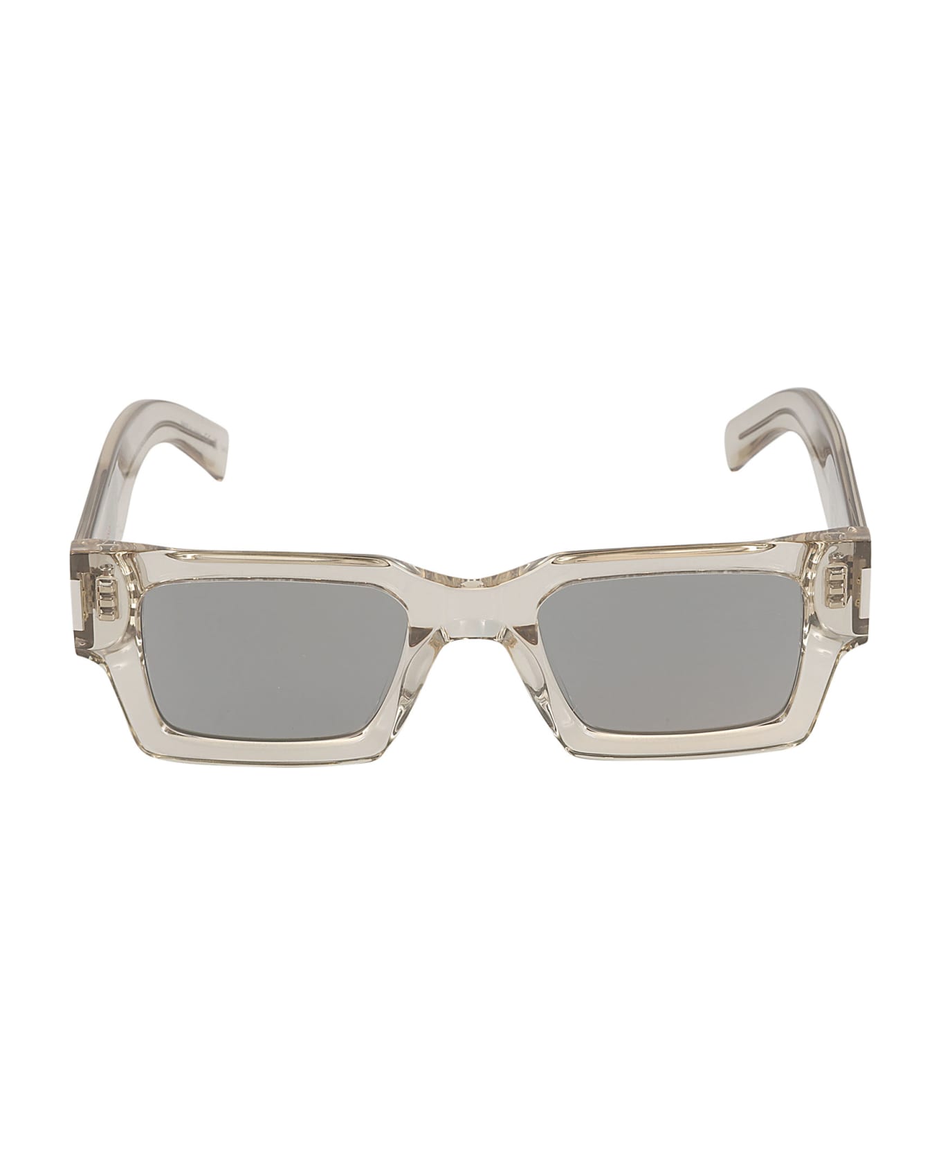 Saint Laurent Eyewear Square Frame Transparent Sunglasses - Beige/Silver サングラス