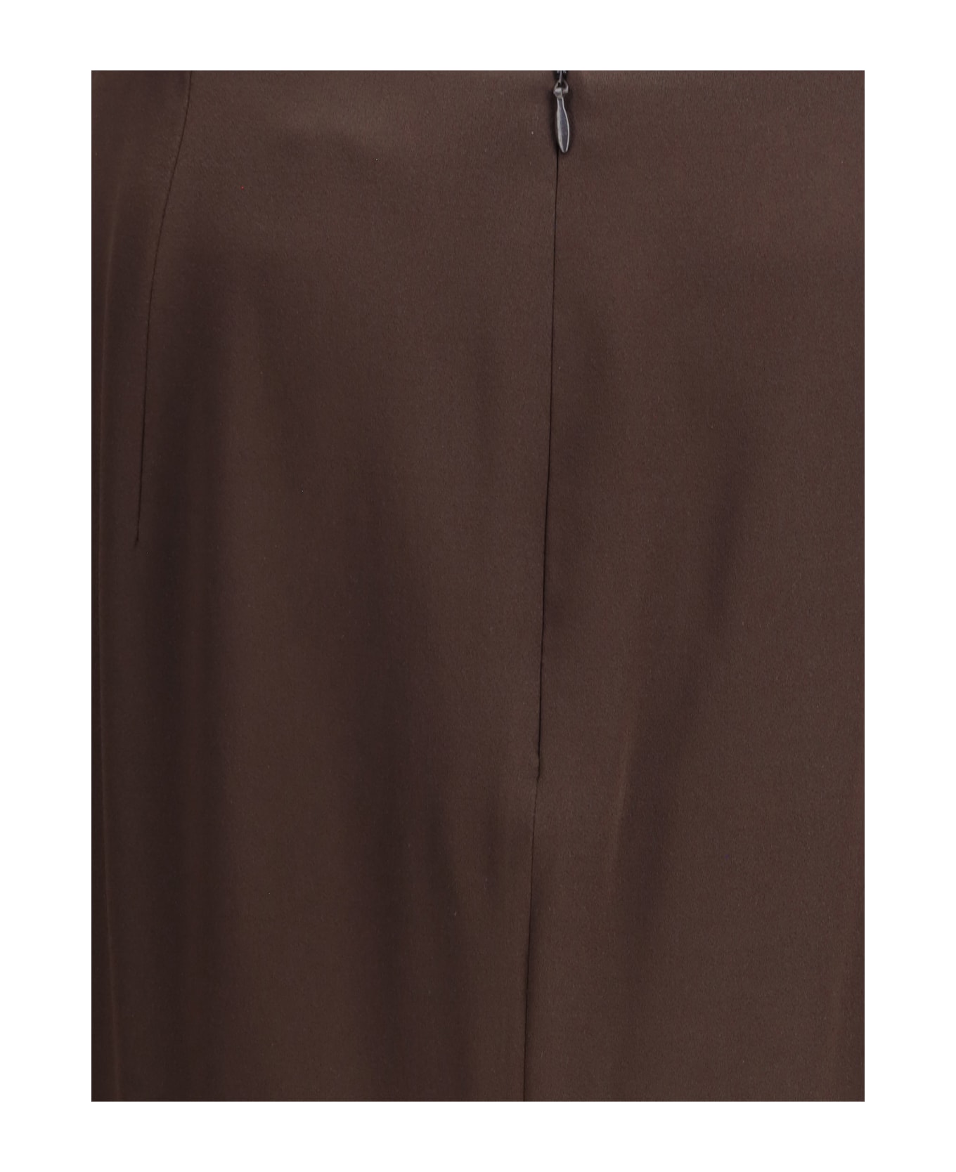 Tom Ford Satin Midi Skirt - Marrone scuro