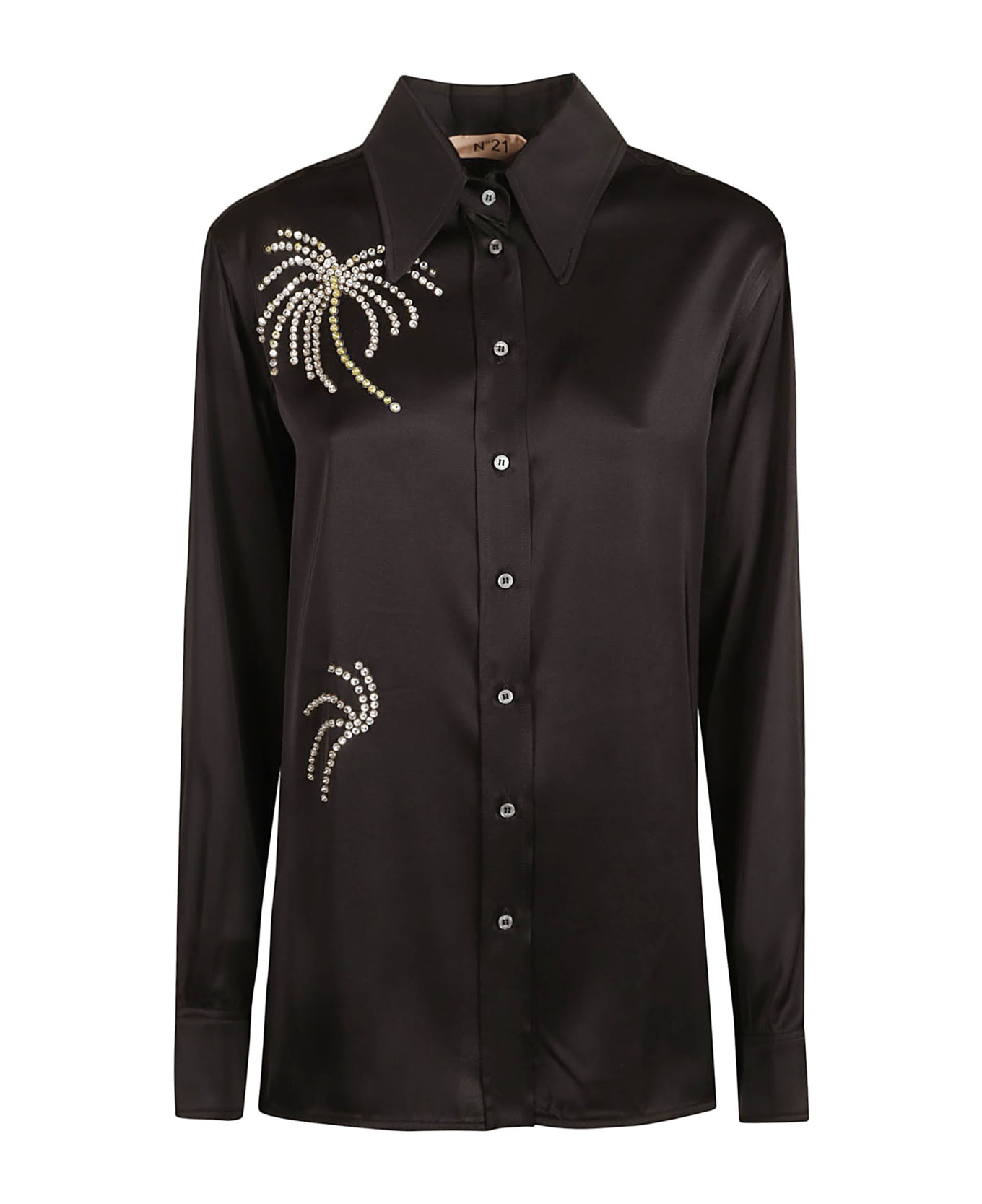N.21 Embellished Long-sleeved Shirt - Black シャツ