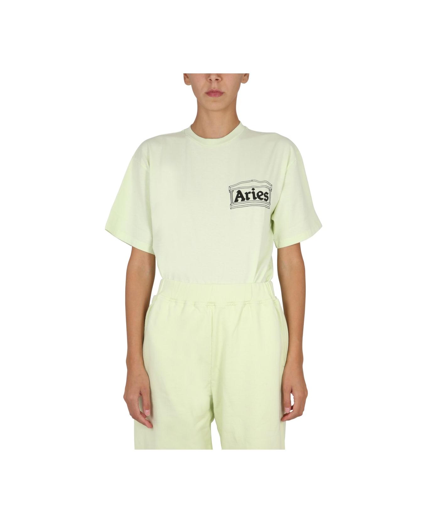 Aries Logo Print T-shirt - GREEN