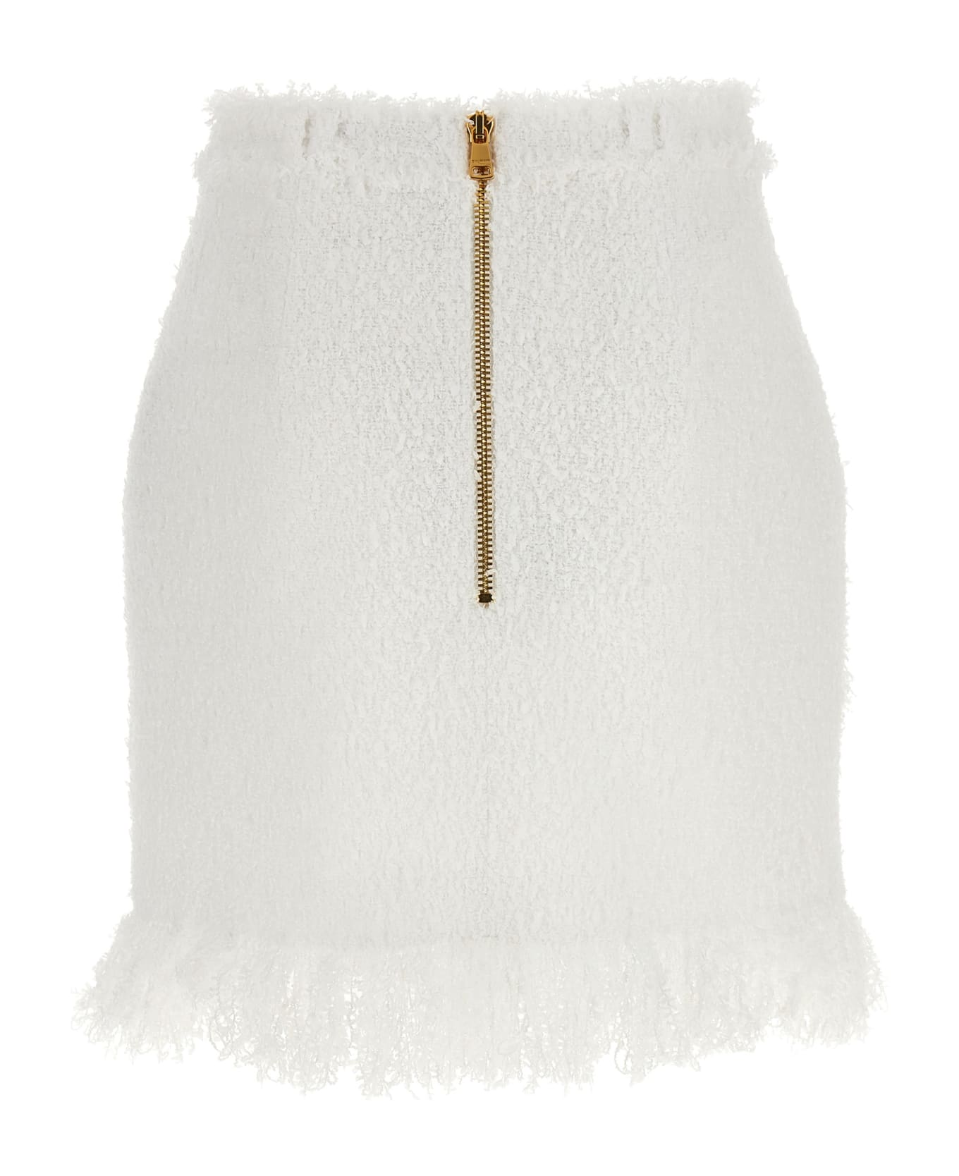 Balmain Button Tweed Skirt - Blanc