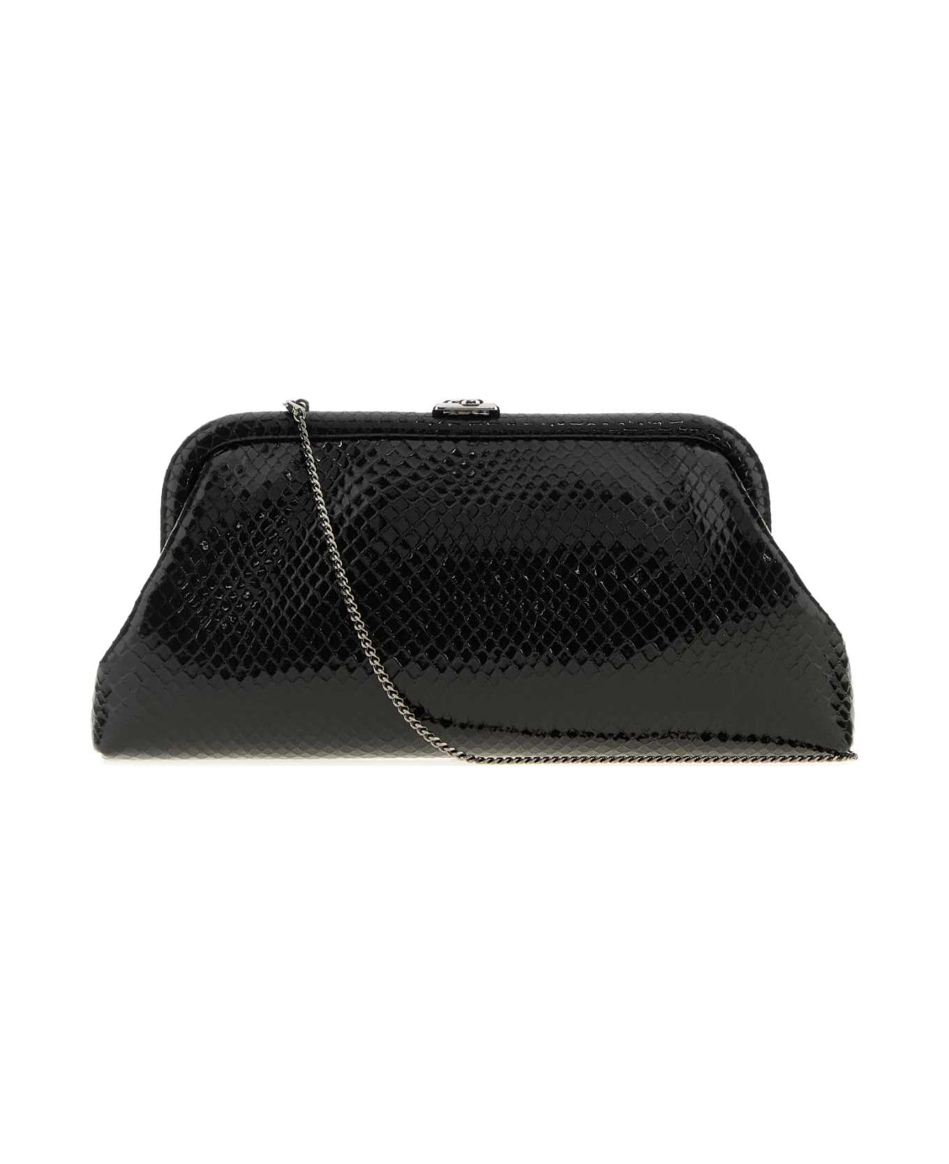 Jimmy Choo Black Leather Skylar Clutch - BLACKDARKSILVER
