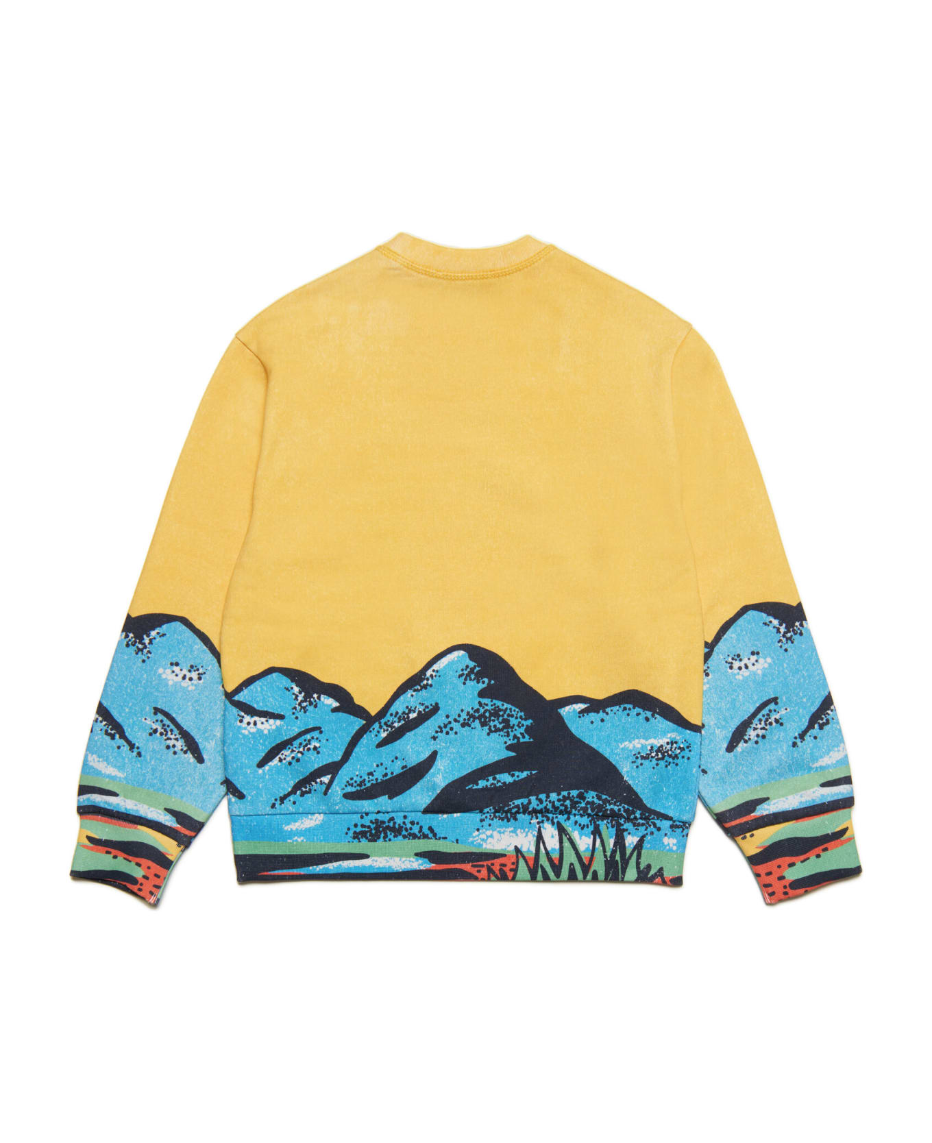 Dsquared2 D2s764u Sweat-shirt Dsquared Cotton Crew-neck Sweatshirt With Volcano Graphics - Lemon Chrome