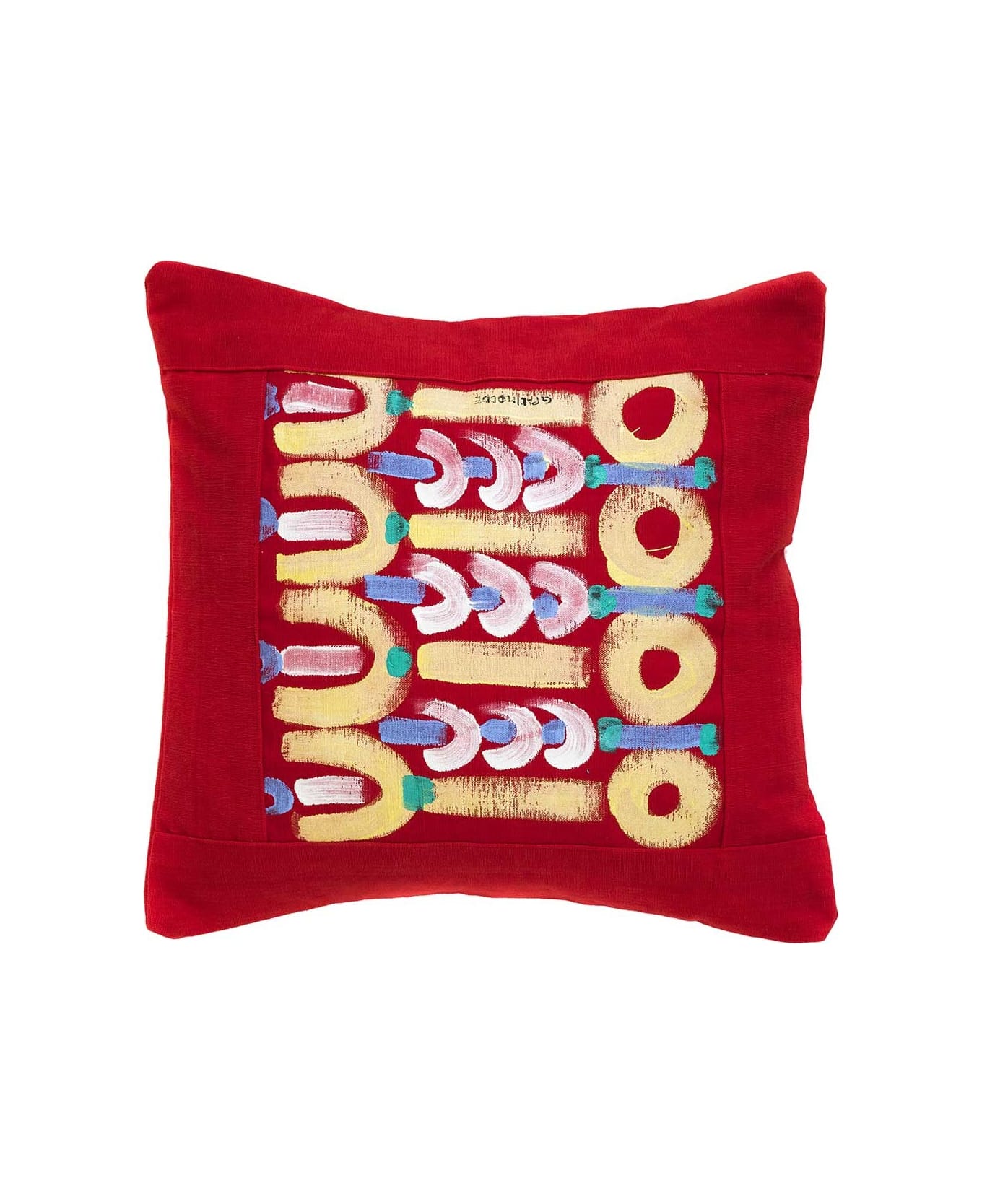 Le Botteghe su Gologone Cotton Hand Painted Indoor Cushion 60x60 cm - Red Fantasy
