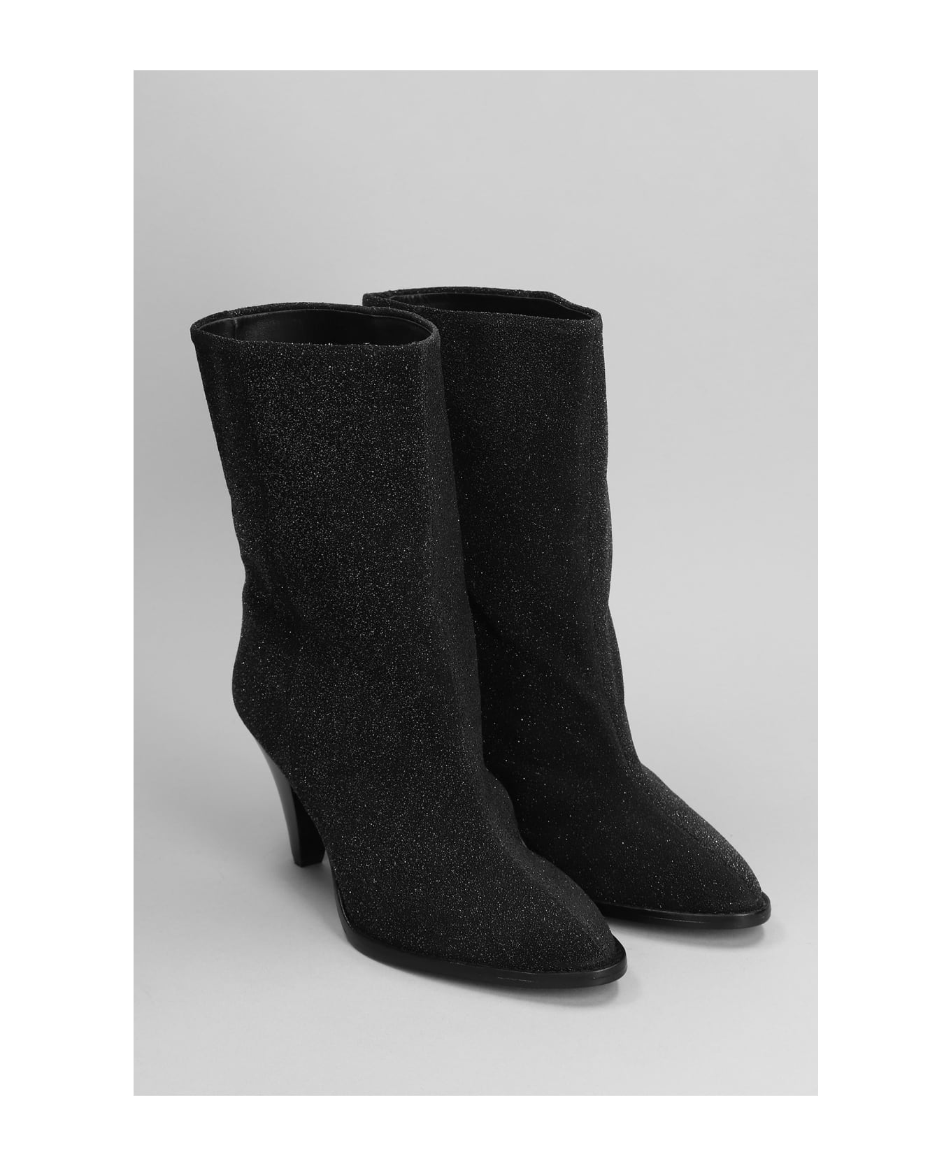Isabel Marant Rouxa High Heels Ankle Boots In Black Glitter - black