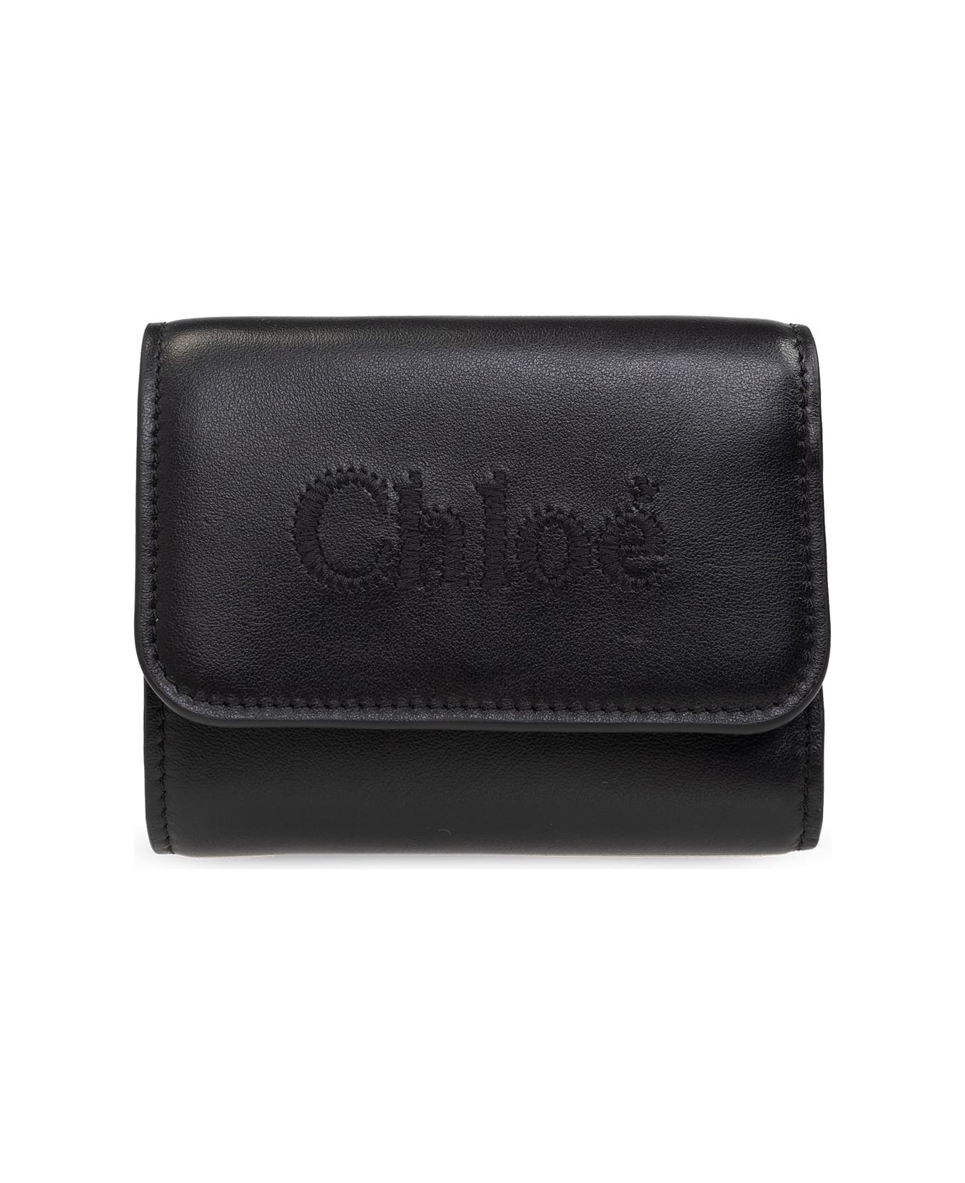 Chloé Leather Wallet With Logo - Black 財布