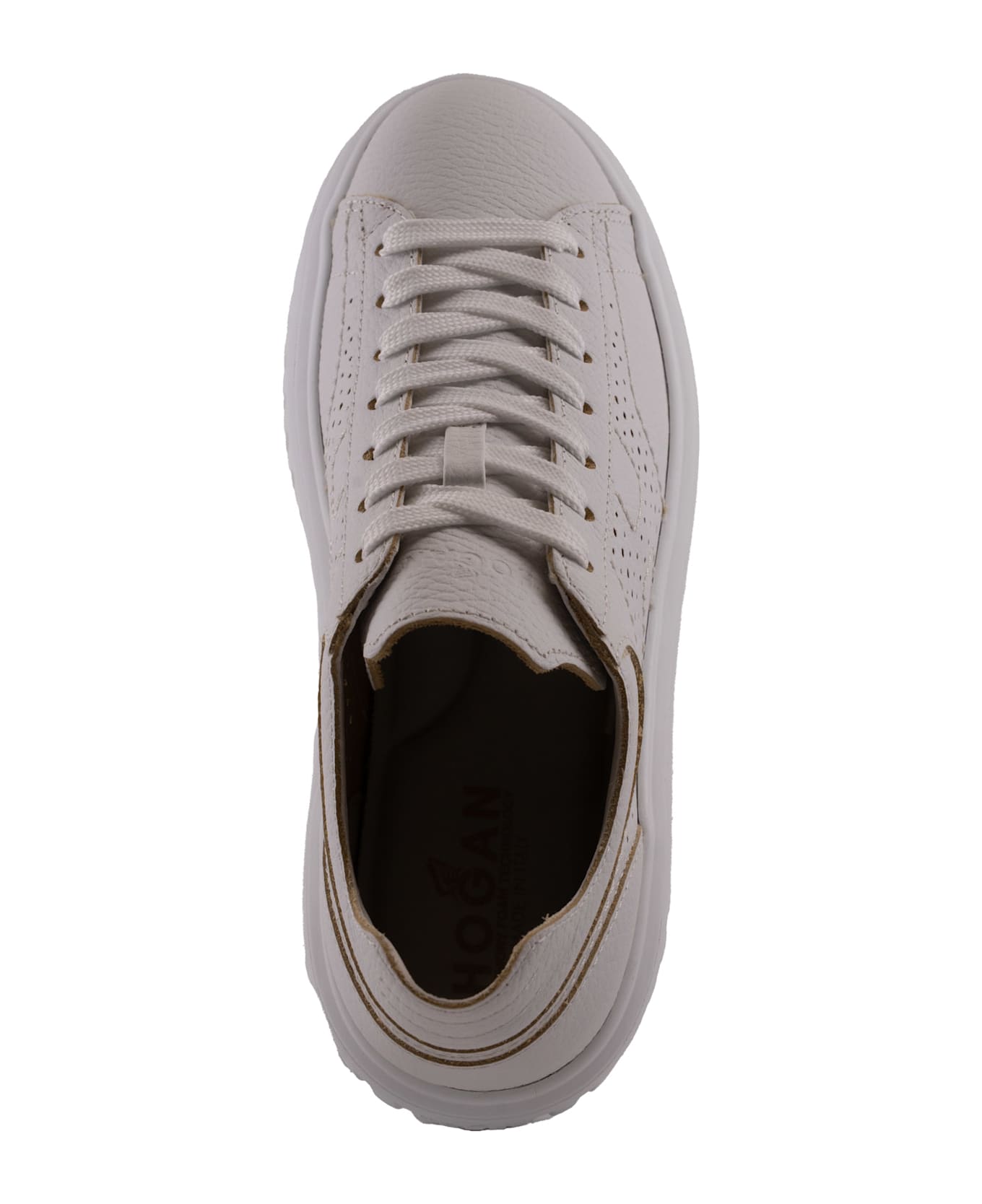 Hogan H-stripes Sneakers In Hammered Leather - Bianco