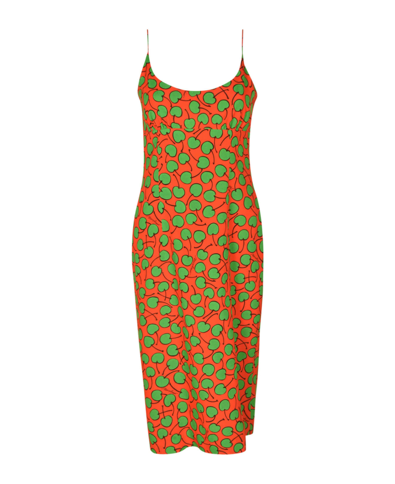 Moschino Cherry Monogram Print Dress - RED/GREEN