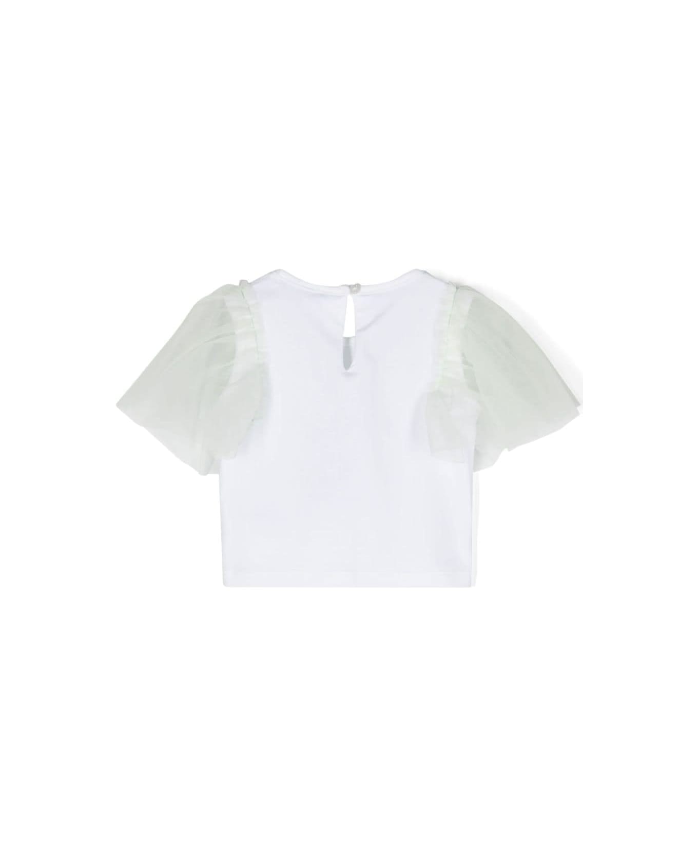 Miss Grant T-shirt Con Maniche In Tulle - White