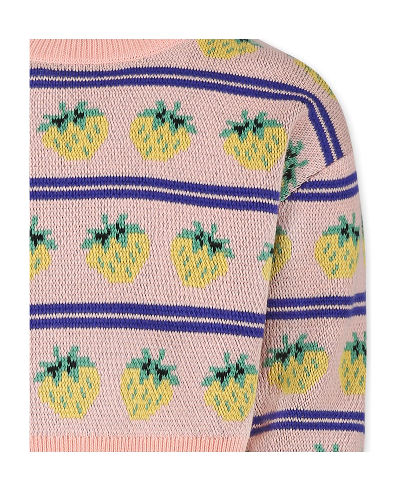 Molo Pink Crop Sweater For Girl With Strawberries - Pink