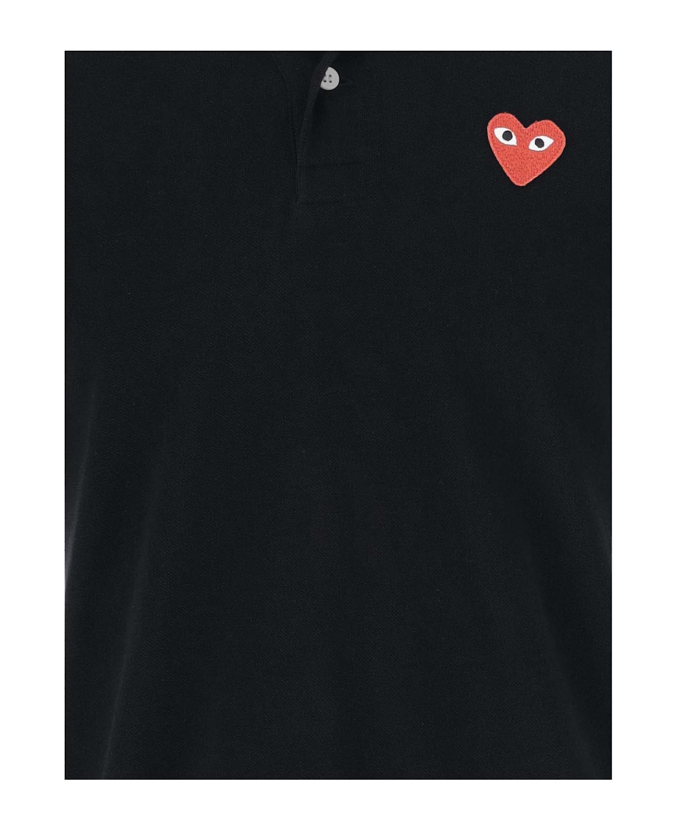 Comme des Garçons Play Cotton Polo Shirt With Logo - Black