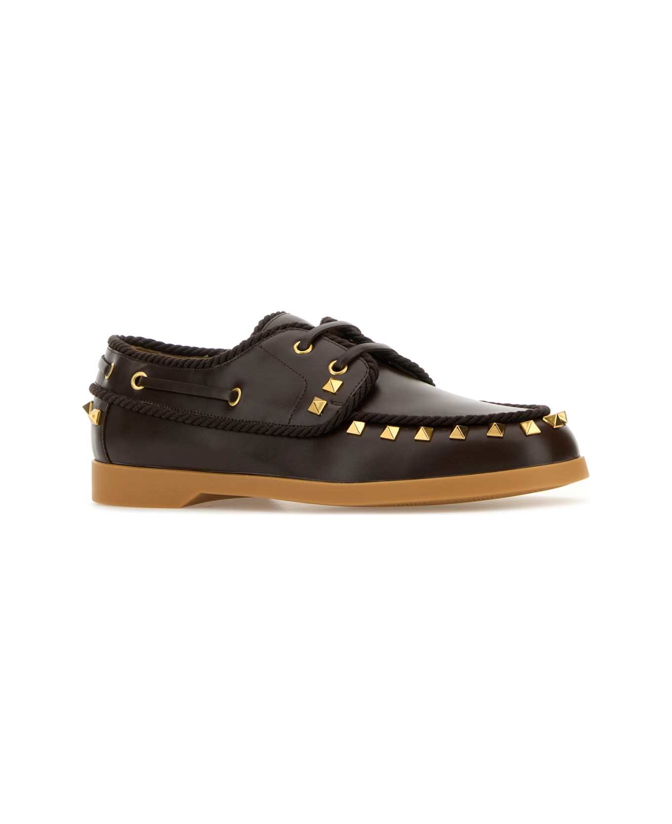 Valentino Garavani Dark Brown Leather Loafers - FONDANT
