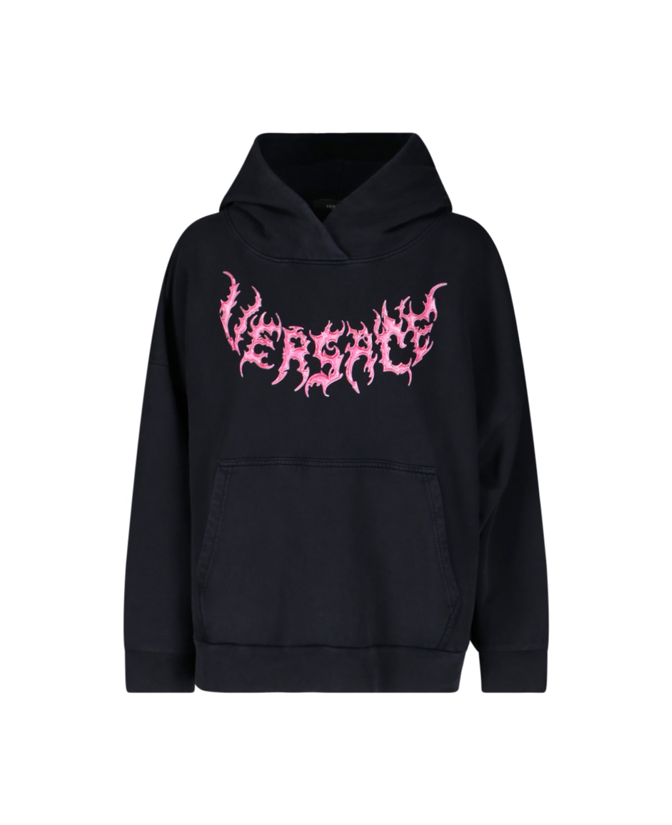 Versace Hooded Sweatshirt With Logo - Black