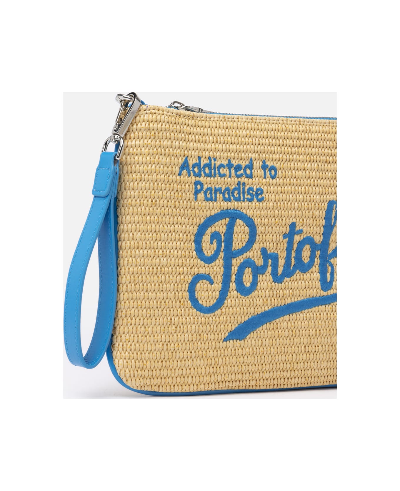 MC2 Saint Barth Parisienne Straw Pouch Bag With Portofino Embroidery - SKY