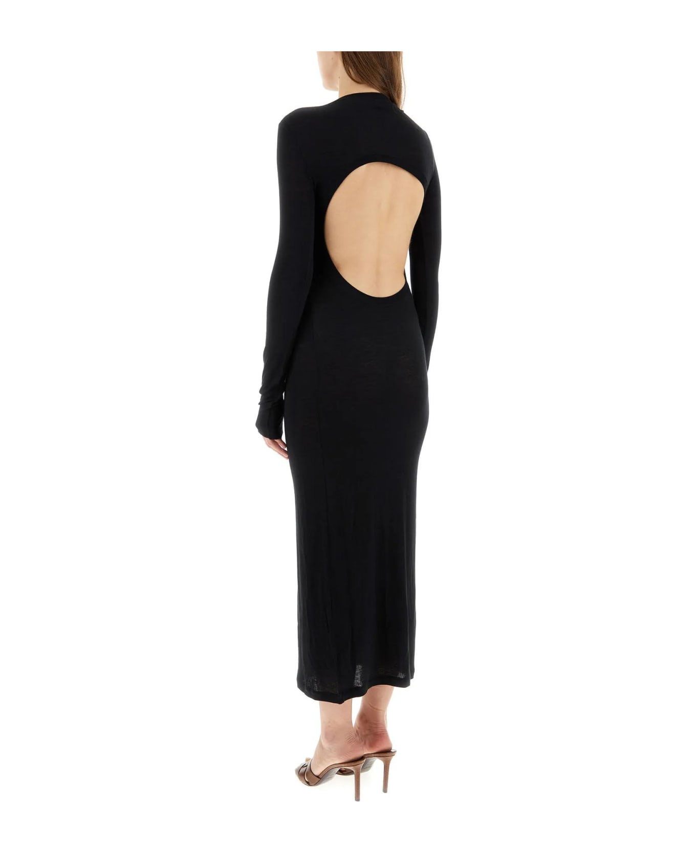 Saint Laurent Black Viscose Blend Dress - Black ワンピース＆ドレス