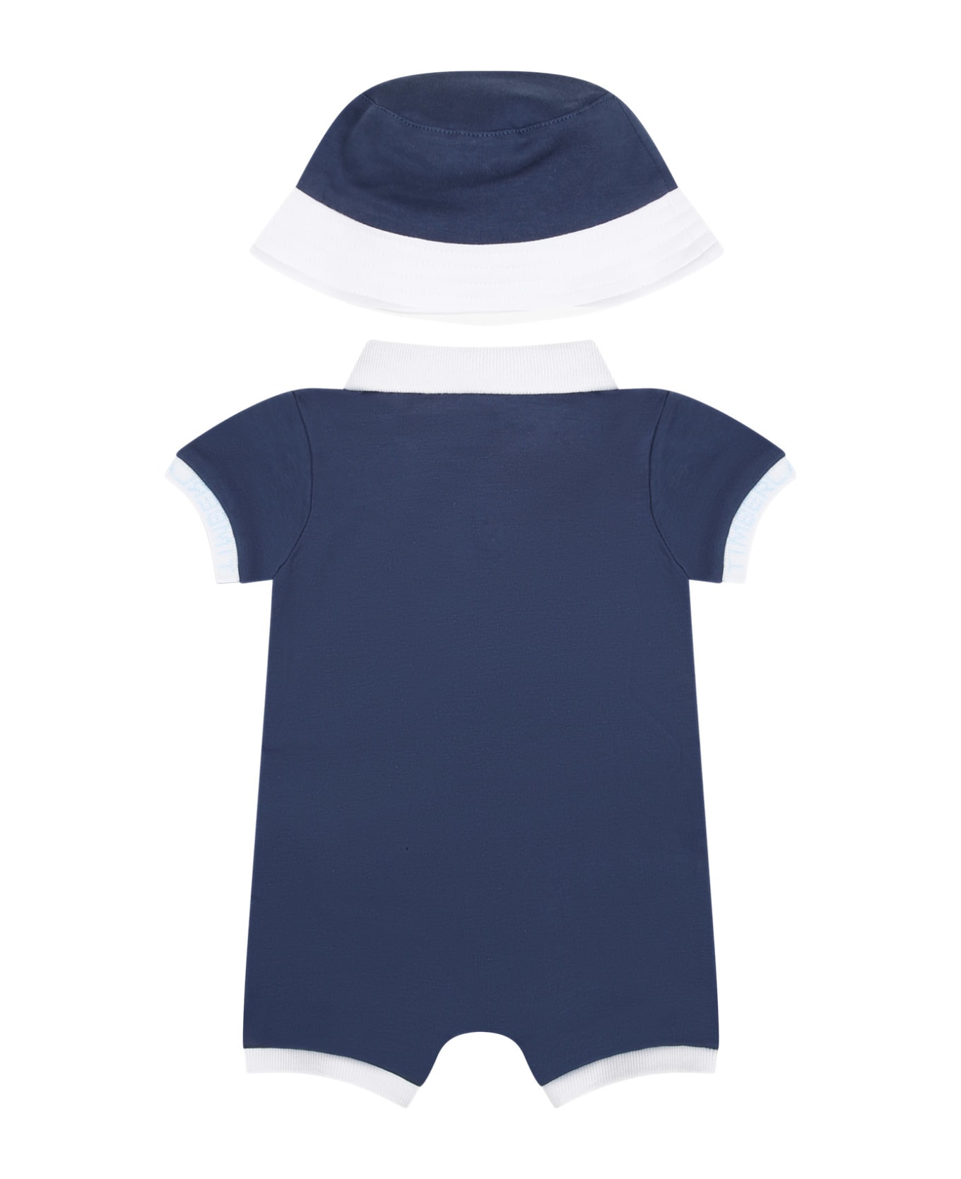 Timberland Blue Romper For Baby Boy With Logo - Blue ボディスーツ＆セットアップ