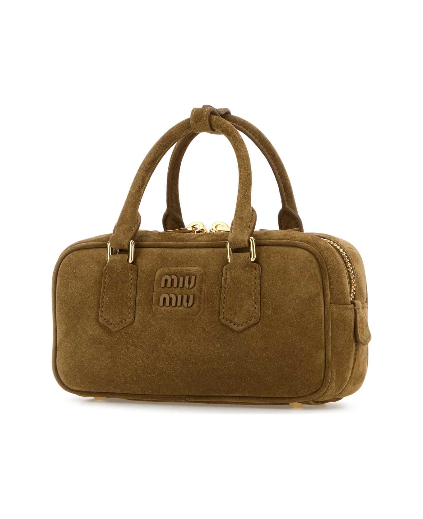 Miu Miu Biscuit Suede Arcadie Handbag - OLIVA