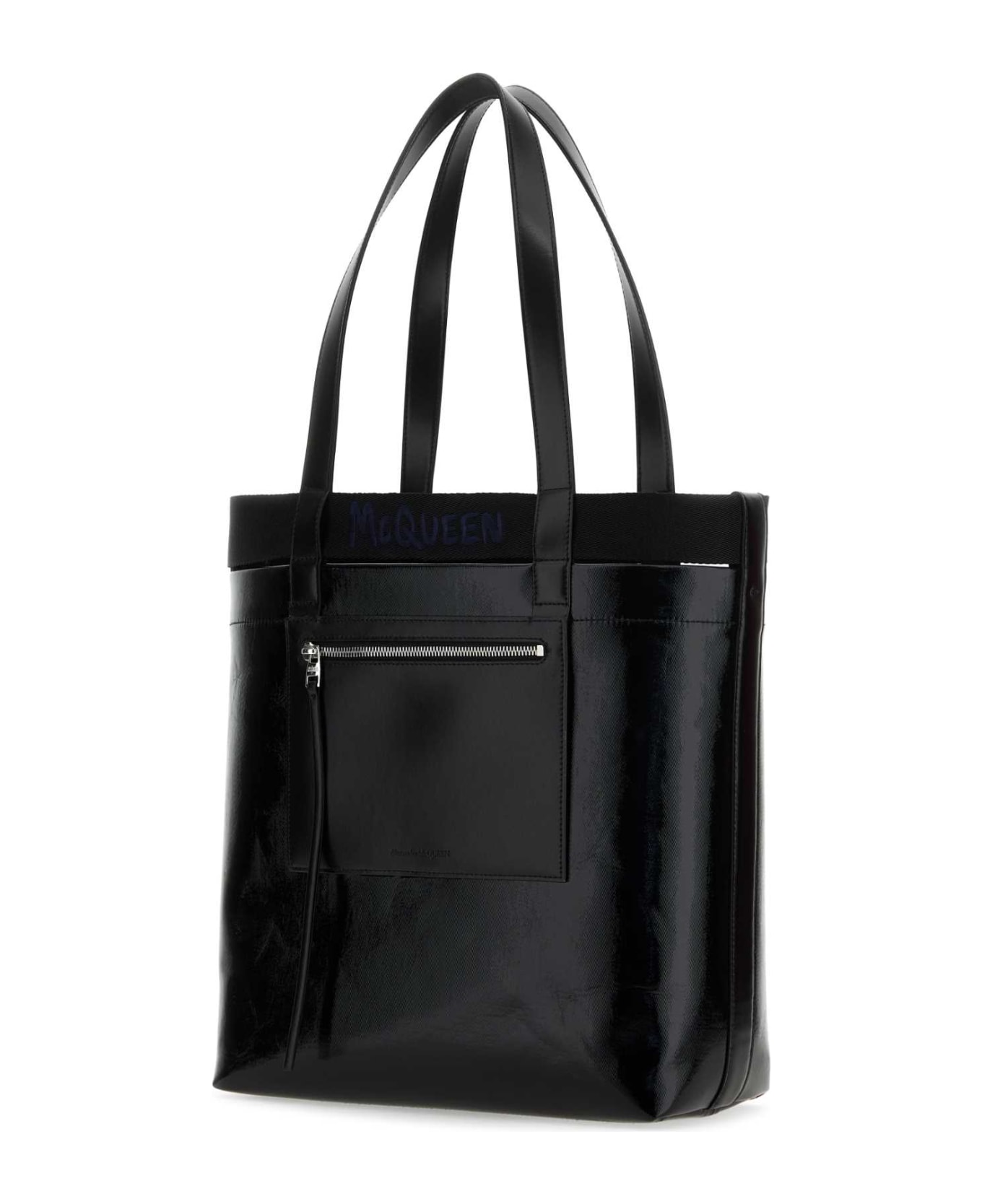 Alexander McQueen Black Canvas Shopping Bag - BLACKBLUE