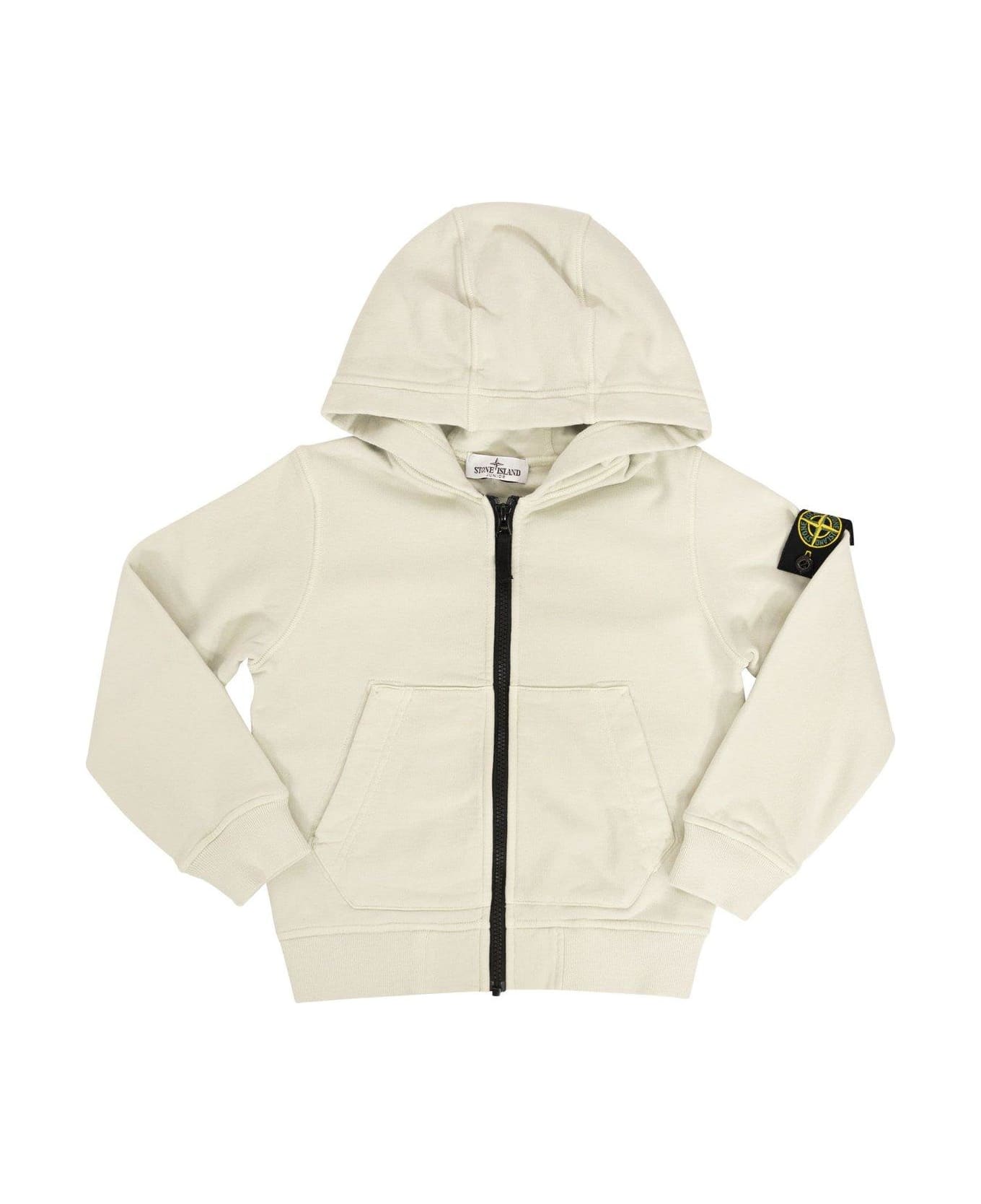 Stone Island Compass Patch Zip-up Hoodie - BLACK